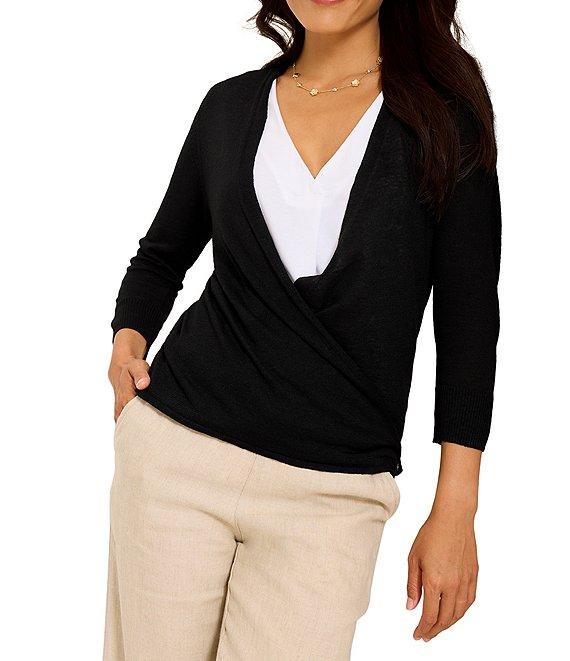 Tommy Bahama Linen Blend Open Front 3/4 Sleeve Cardigan Product Image