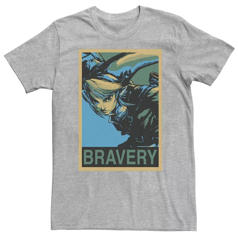 Big & Tall Zelda Link Bravery Poster Tee, Men's, Size: XXL Tall, Athletic Grey Product Image