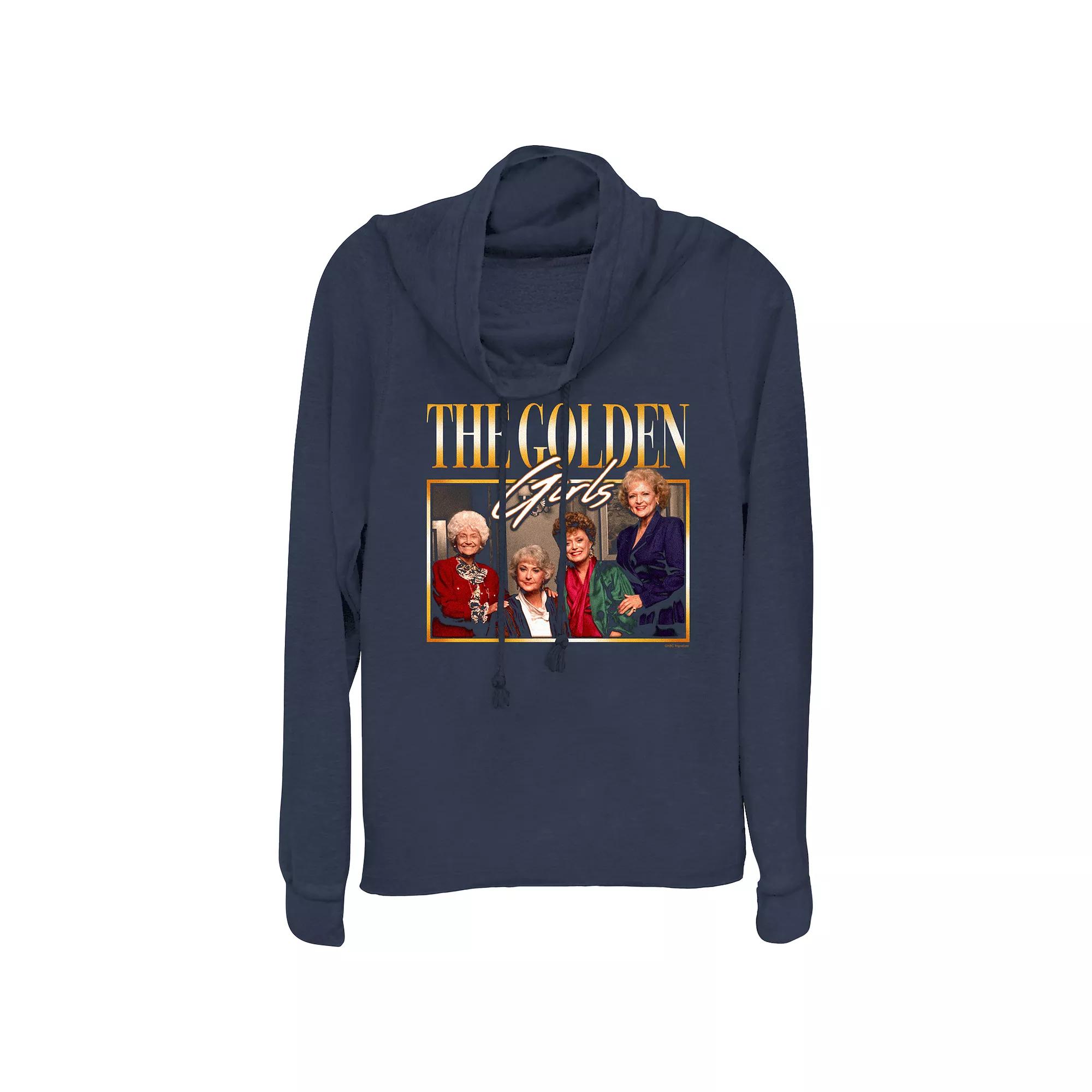 Women's The Golden Girls Family Portrait Cowlneck Graphic Lightweight Long Sleeve, Size: XS, Blue Product Image