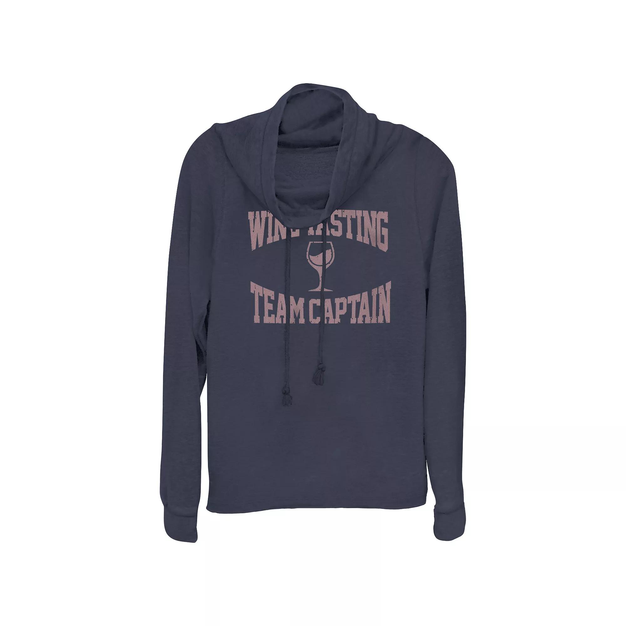 Women's Plus Wine Tasting Team Captain Cowlneck Graphic Lightweight Long Sleeve,  Product Image