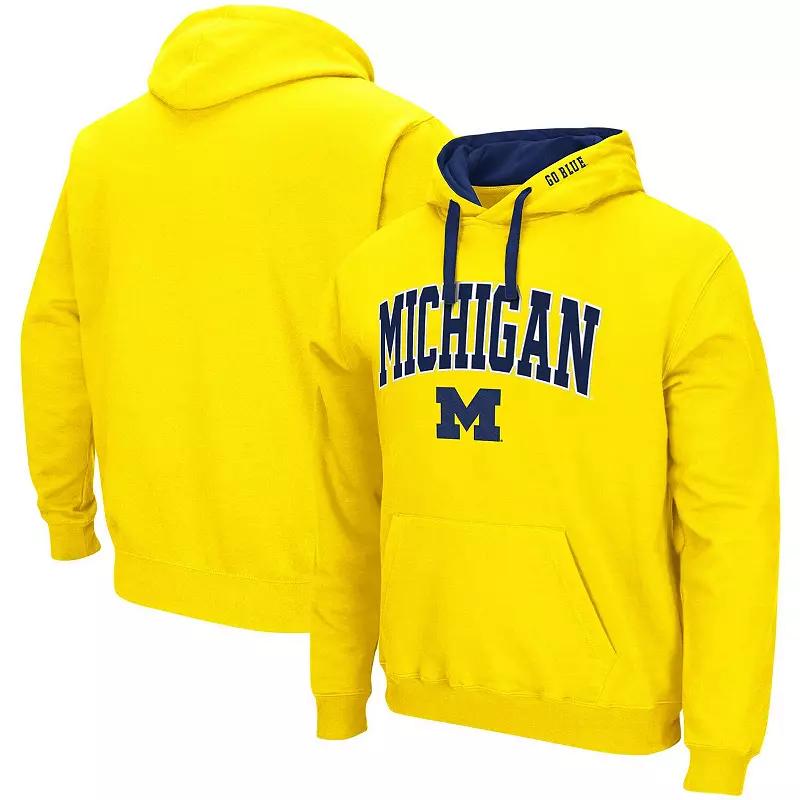 Mens Colosseum Maize Michigan Wolverines Big & Tall Arch & Logo 2.0 Pullover Hoodie Product Image