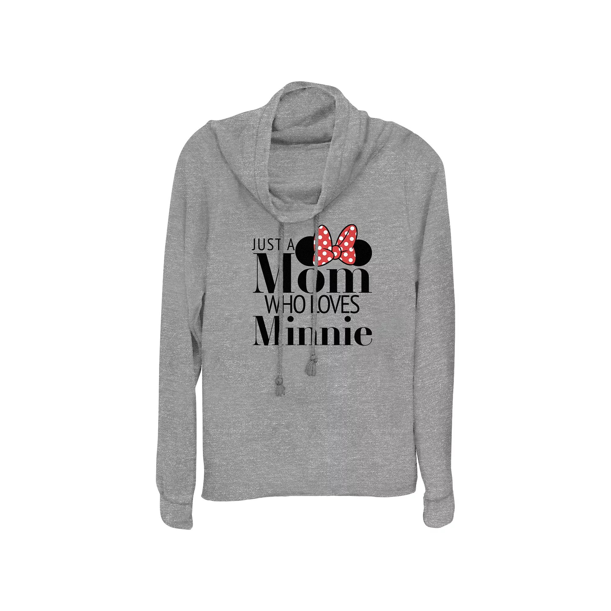 Disney's Minnie Mouse Just A Mom Who Loves Minnie Women's Cowlneck Graphic Lightweight Long Sleeve,  Product Image