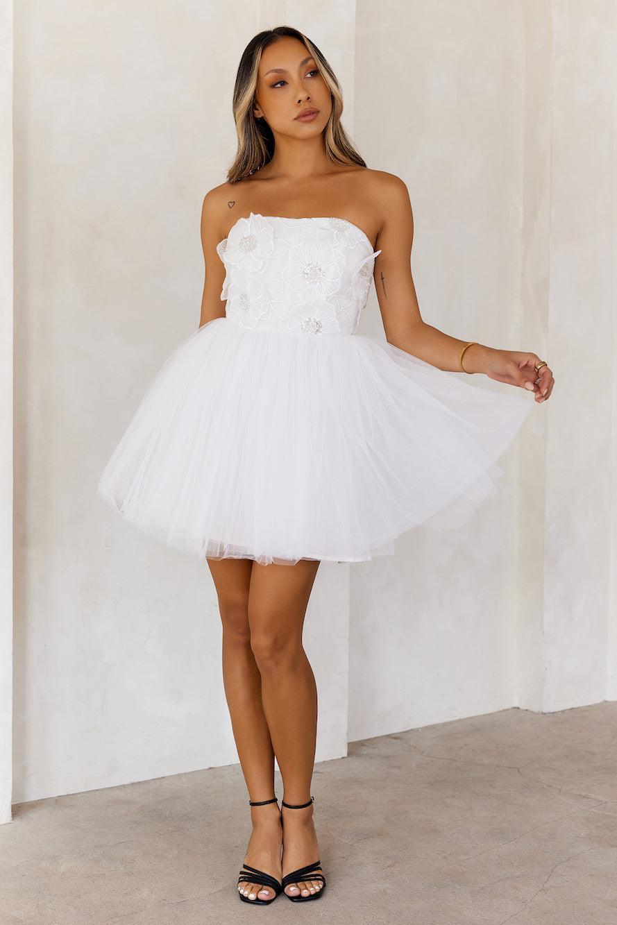 Princess Luxe Tulle Strapless Mini Dress White Product Image