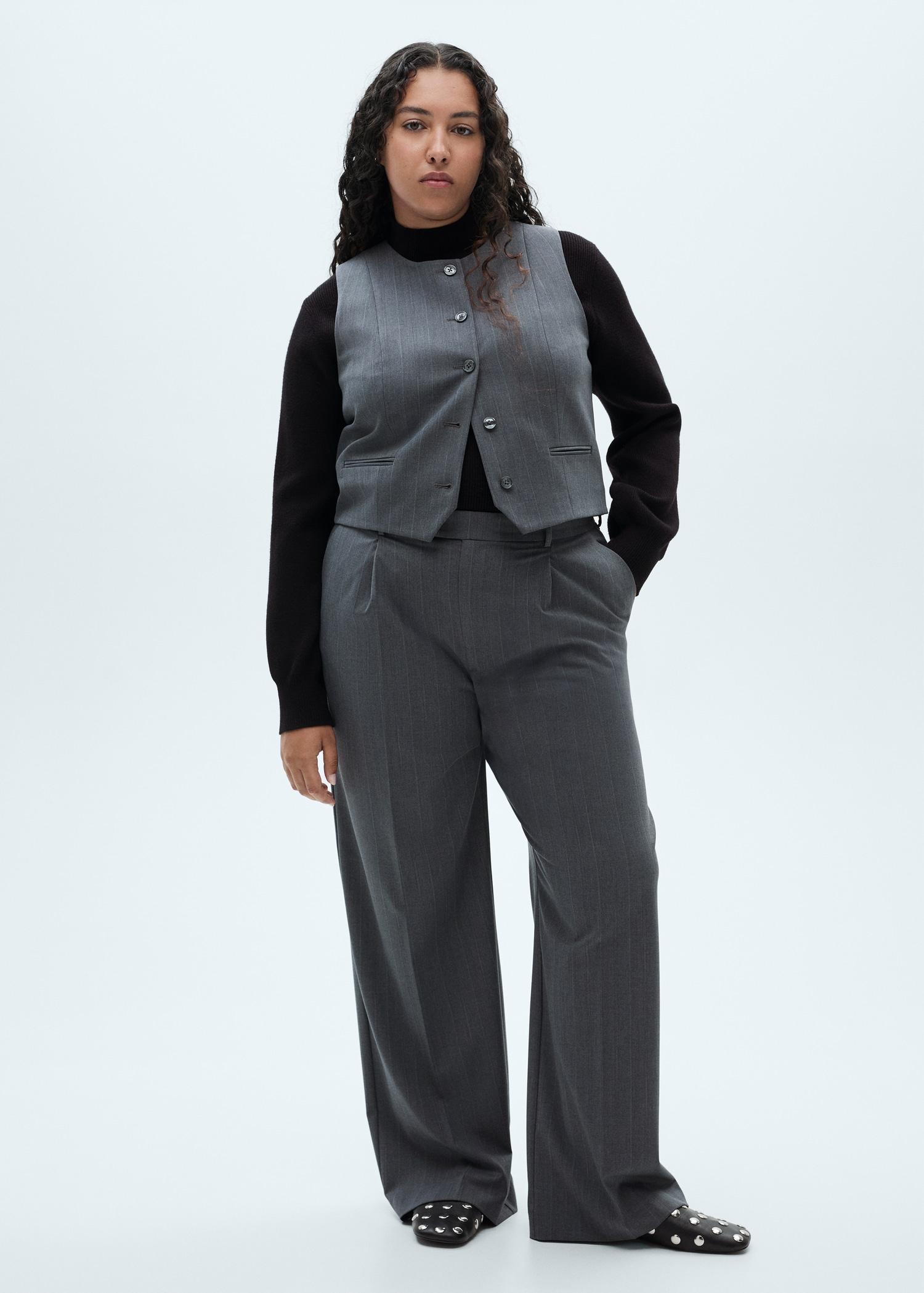 Pinstripe suit trousers - Women | MANGO USA Product Image