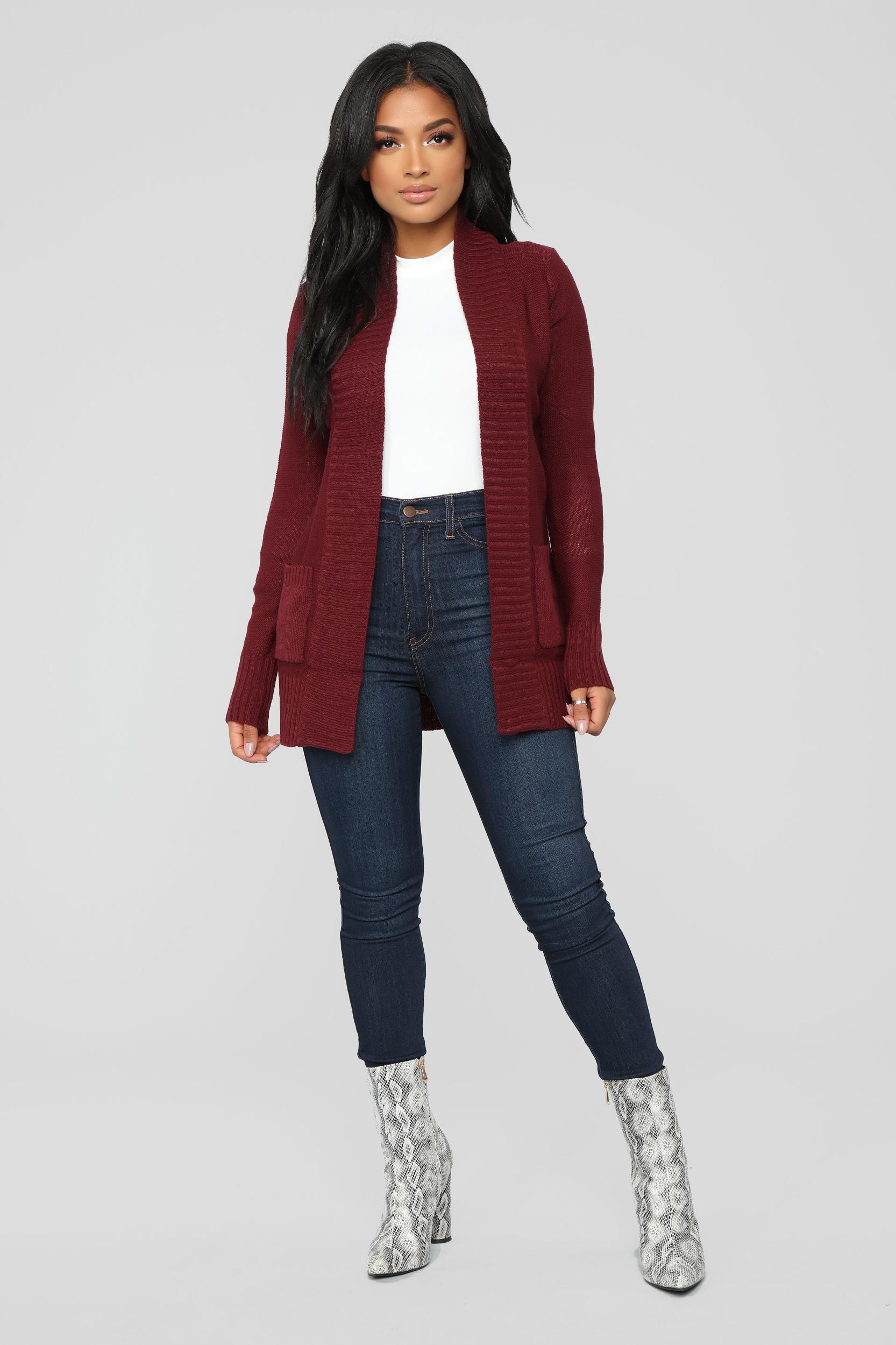 Moments After Cardigan - Burgundy Product Image