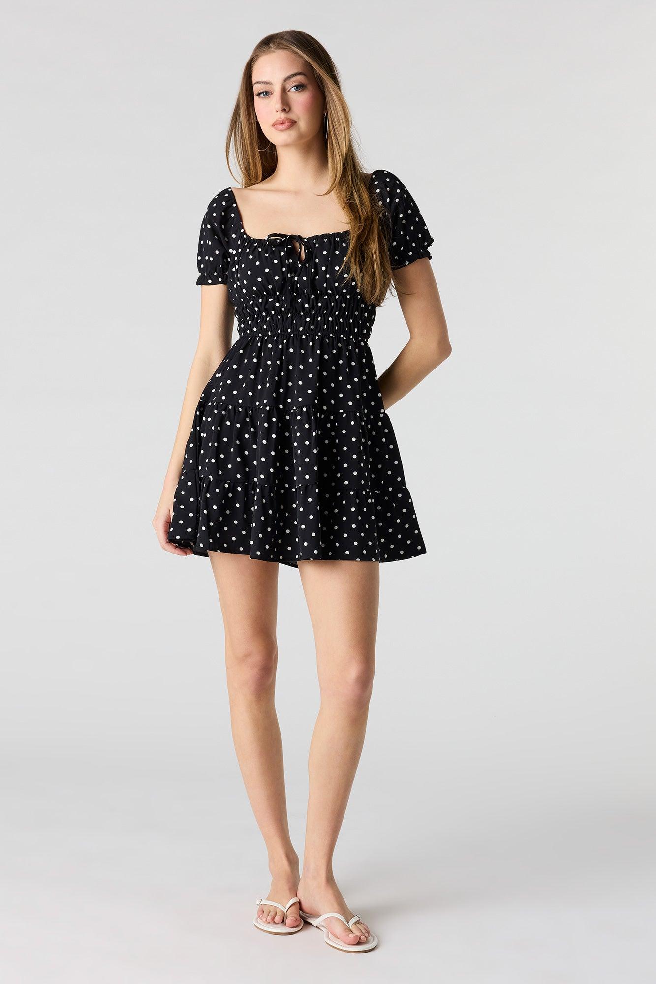 Short Puff Sleeve Tiered Mini Dress Female Product Image