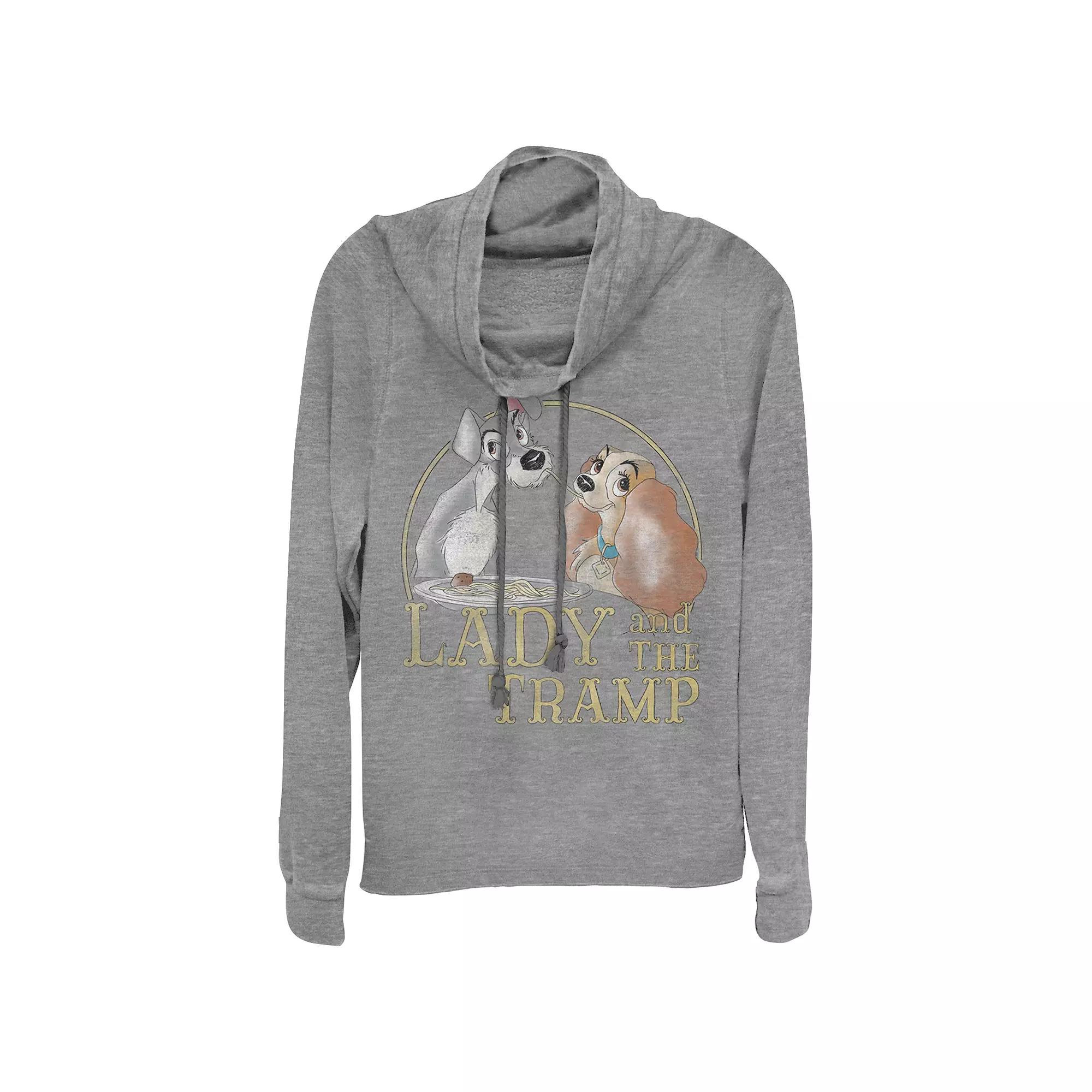 Disney's Lady And The Tramp Juniors' Spaghetti Dinner Cowlneck Graphic Lightweight Long Sleeve, Girl's,  Product Image