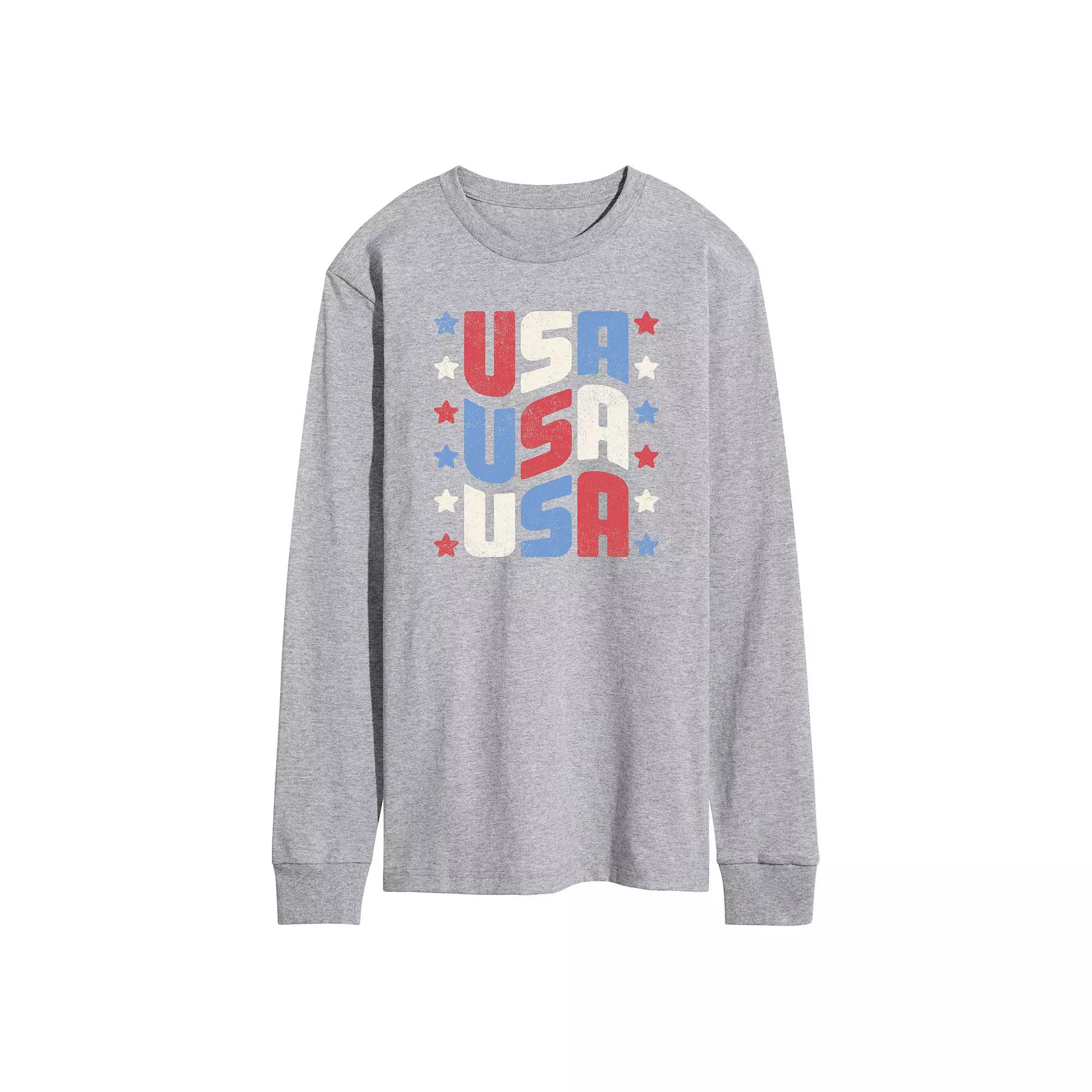 Men's USA Stacked Long Sleeve Graphic Tee.,  Product Image