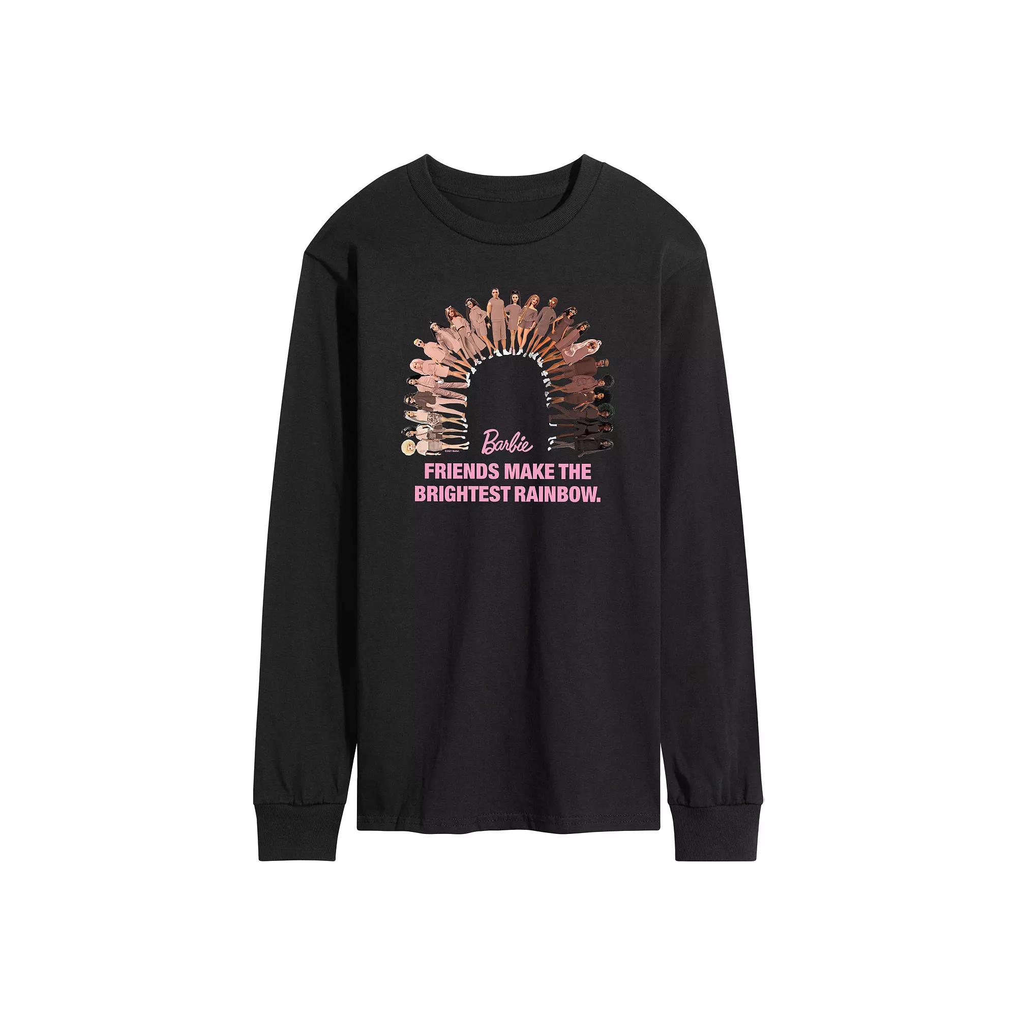 Men's Barbie® Friends Make the Brightest Rainbow Long Sleeve Graphic Tee,  Product Image