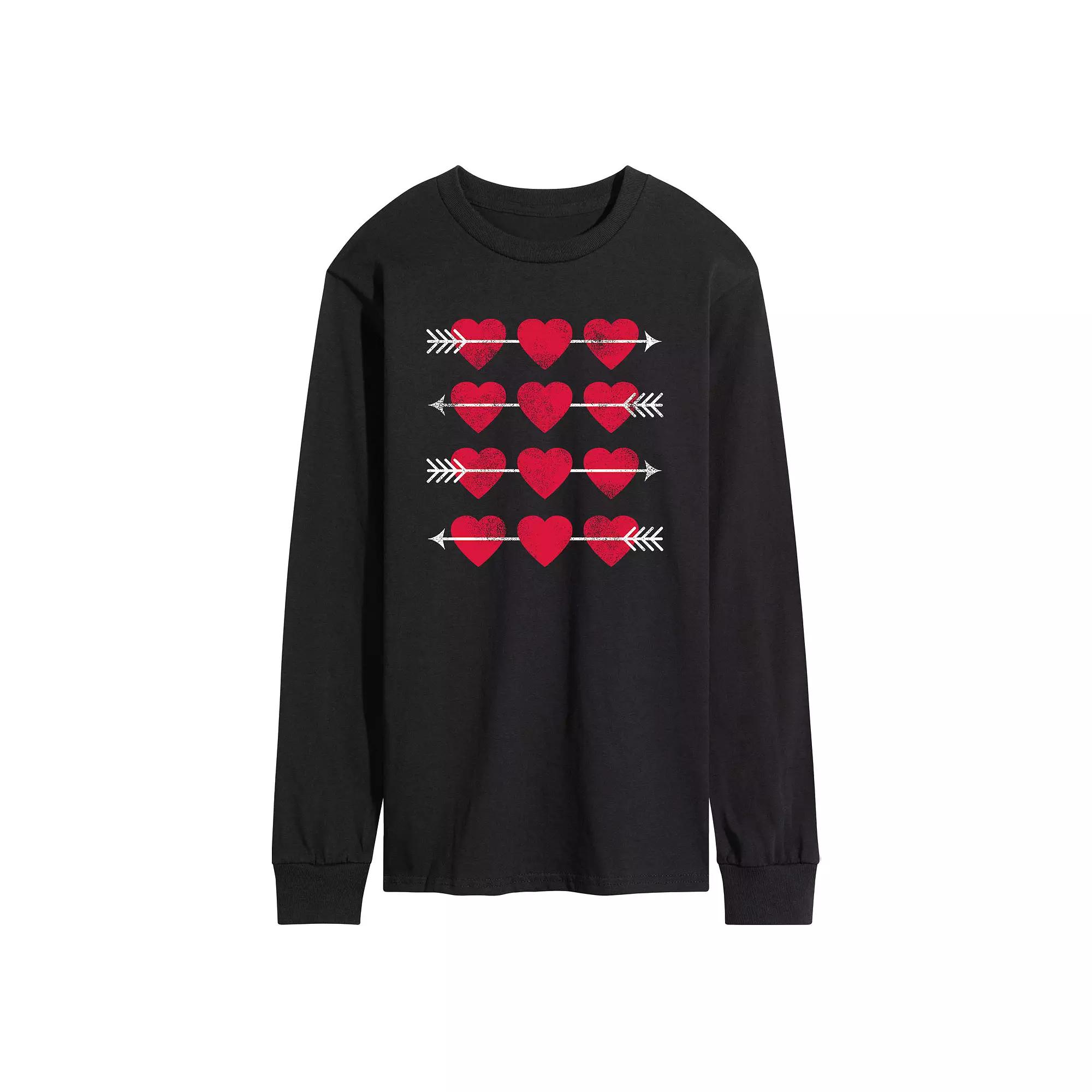 Men's Hearts Arrow Grid Long Sleeve Tee,  Product Image