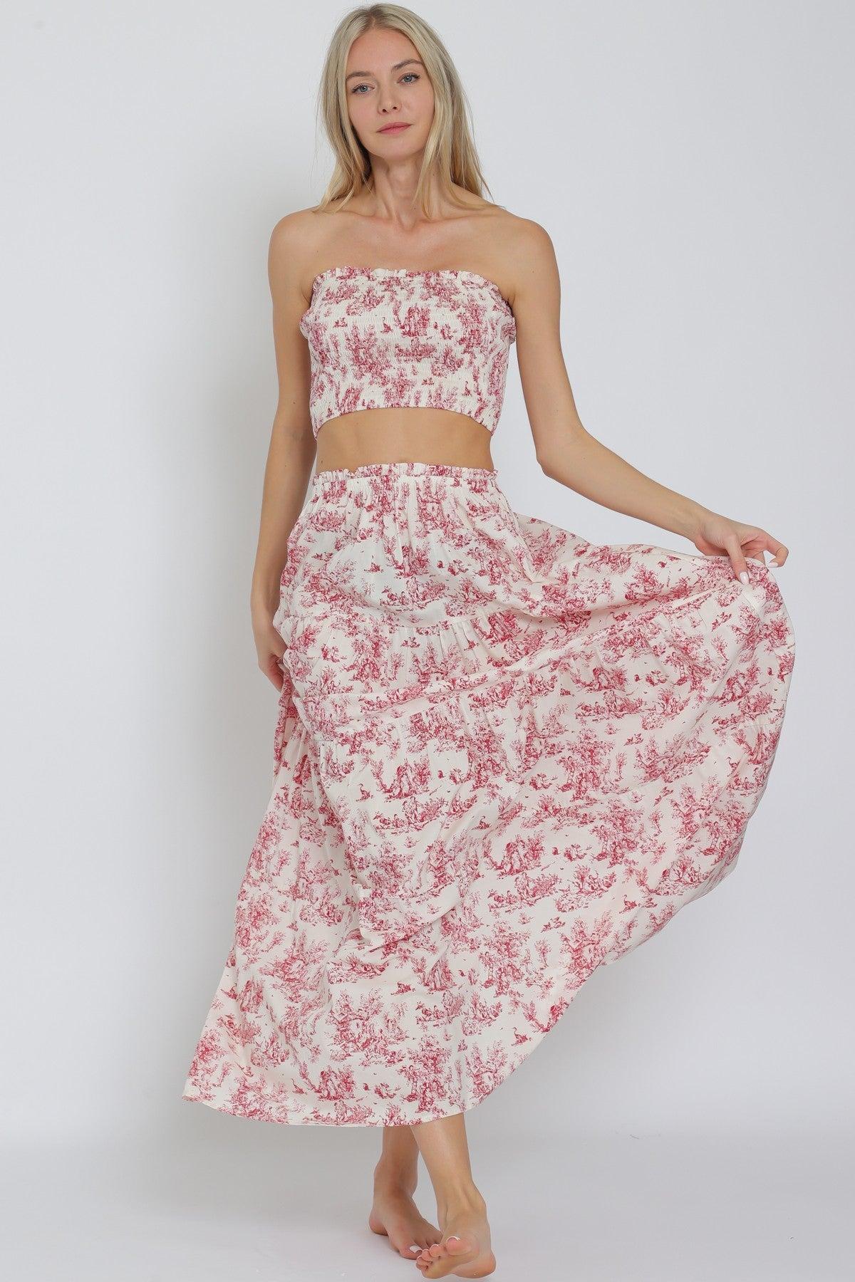 Shirred Print Tube Top Product Image
