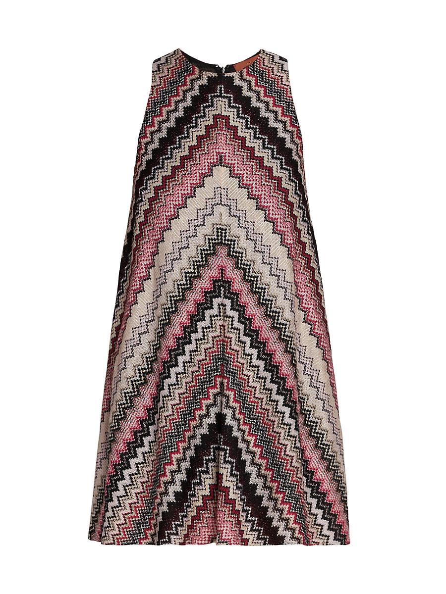 Womens Zigzag Sleeveless A-Line Minidress Product Image