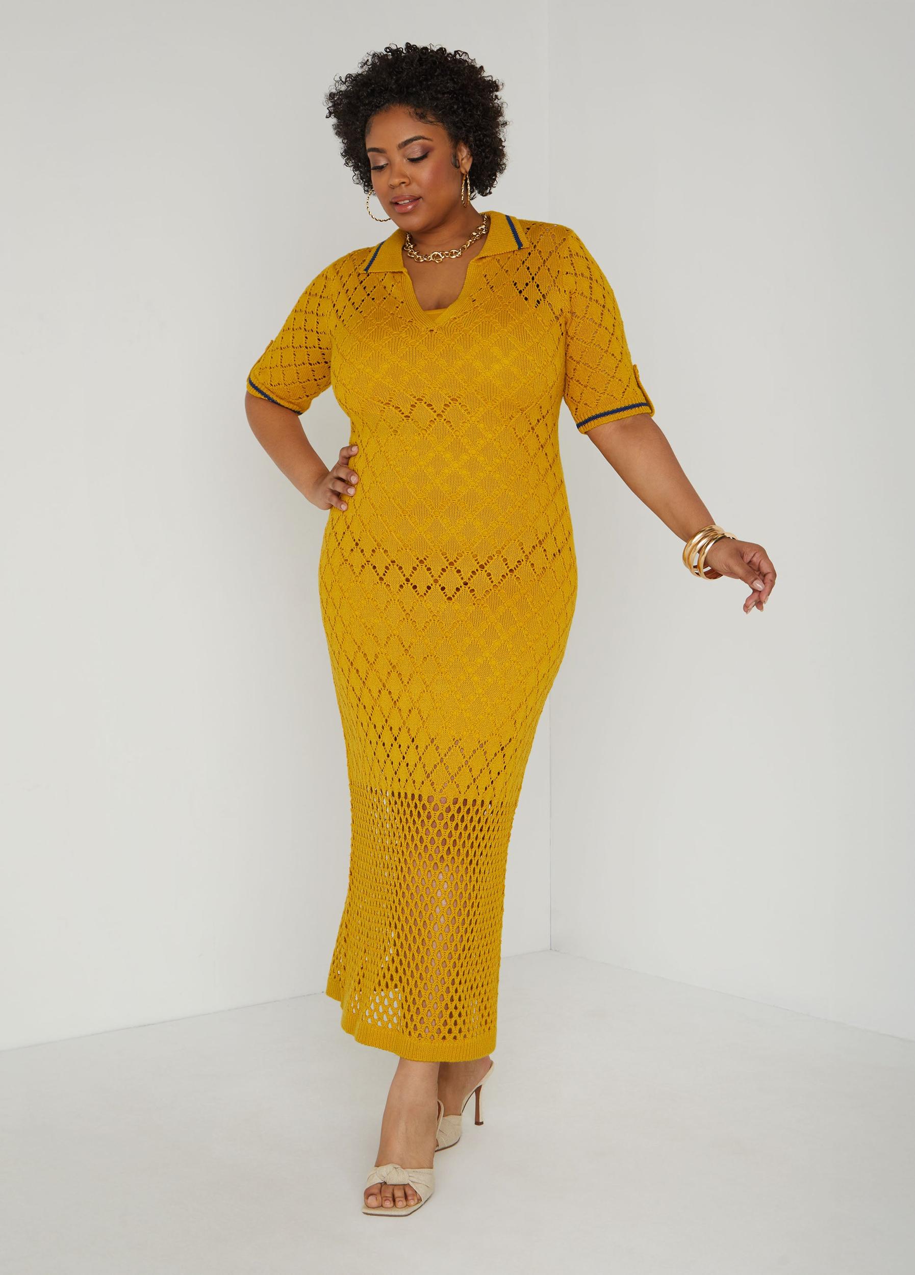 Pointelle Knit Polo Maxi Dress Product Image