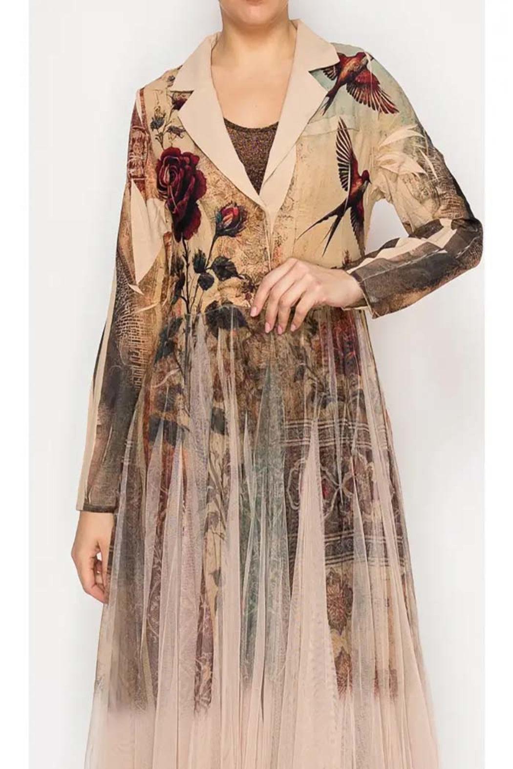 Cardigan Blazer with Long Mesh Layer Product Image