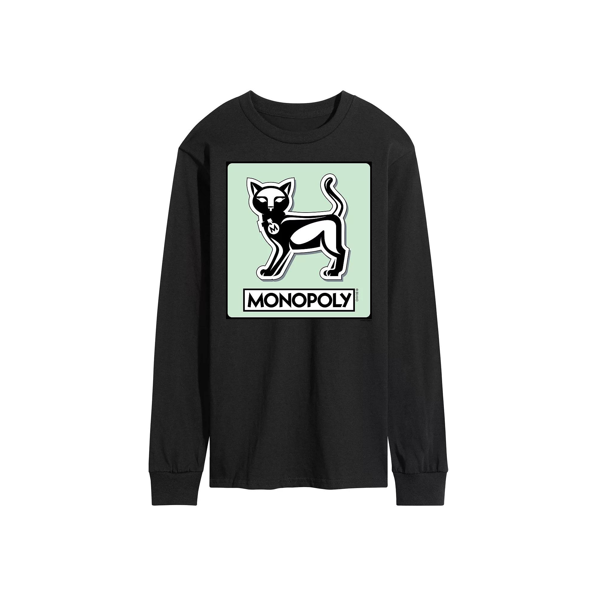 Men's Monopoly Cat Game Token Long Sleeve Graphic Tee,  Product Image