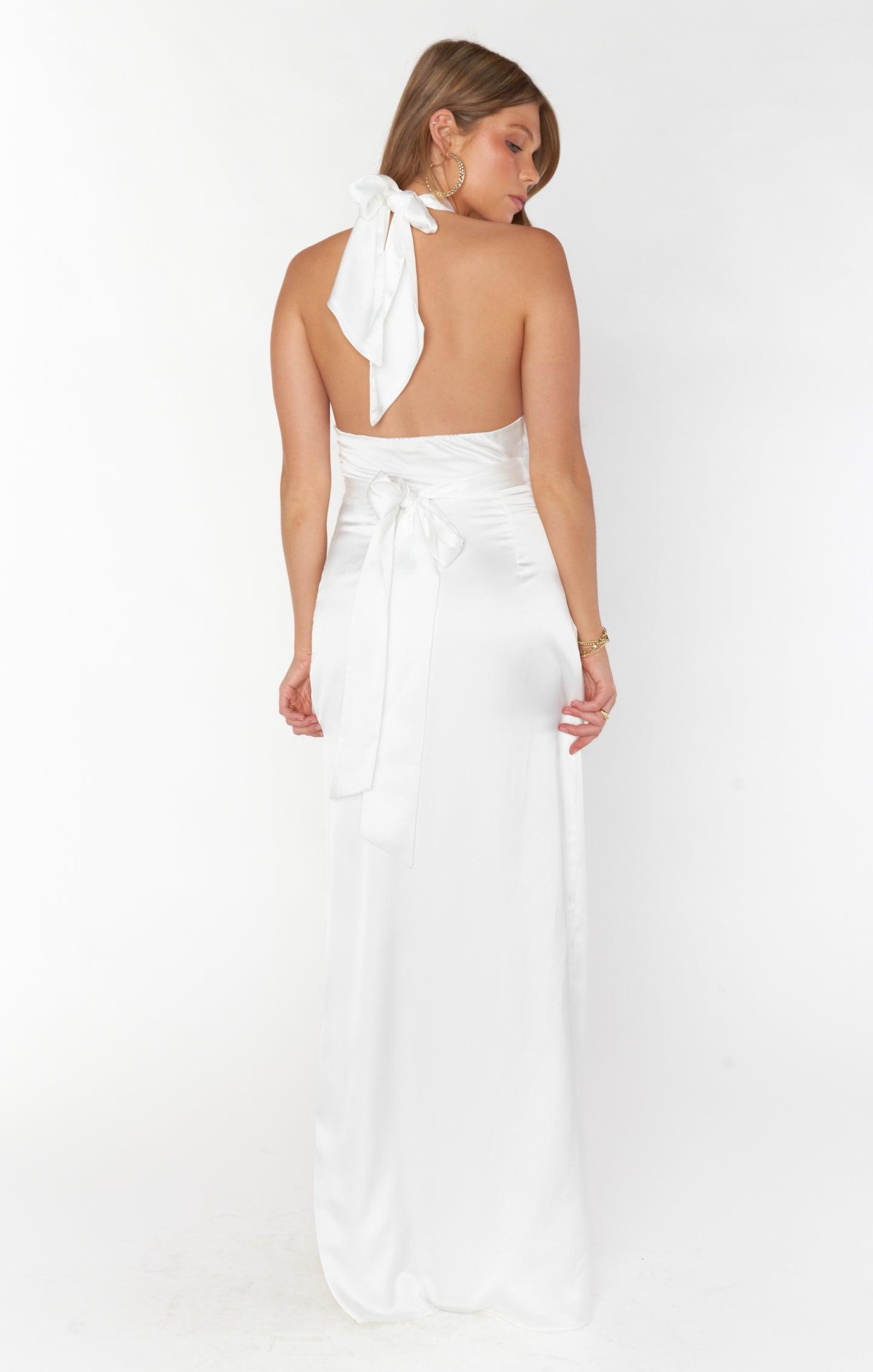 Adele Halter Maxi Dress ~ Ivory Luxe Satin Product Image