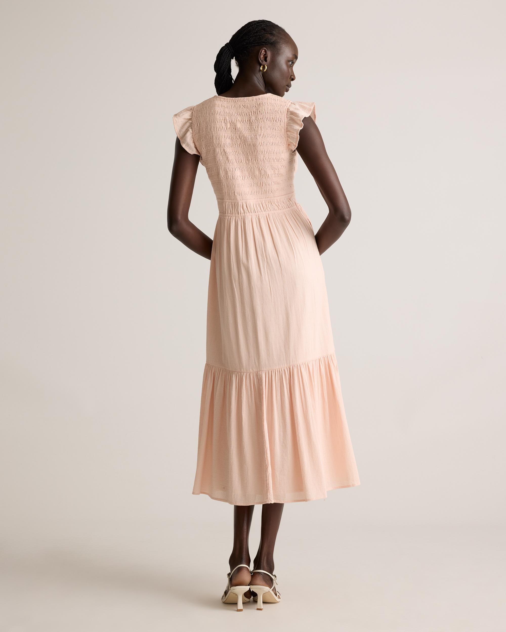 Quince | Women's Organic Textured Cotton Smocked V-Neck Midi Dress Organic Cotton Product Image