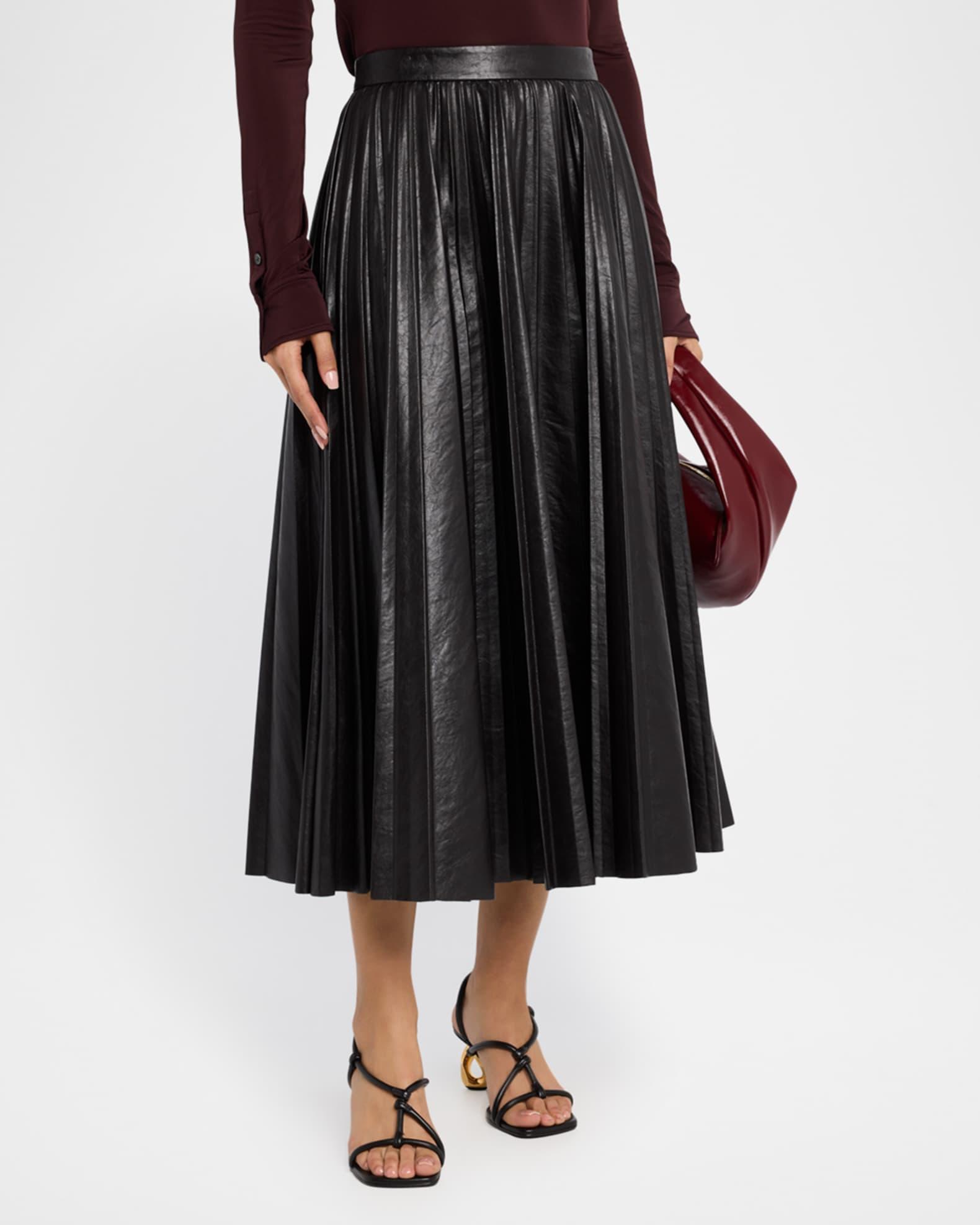 Etta Pleated Faux Leather Skirt Product Image