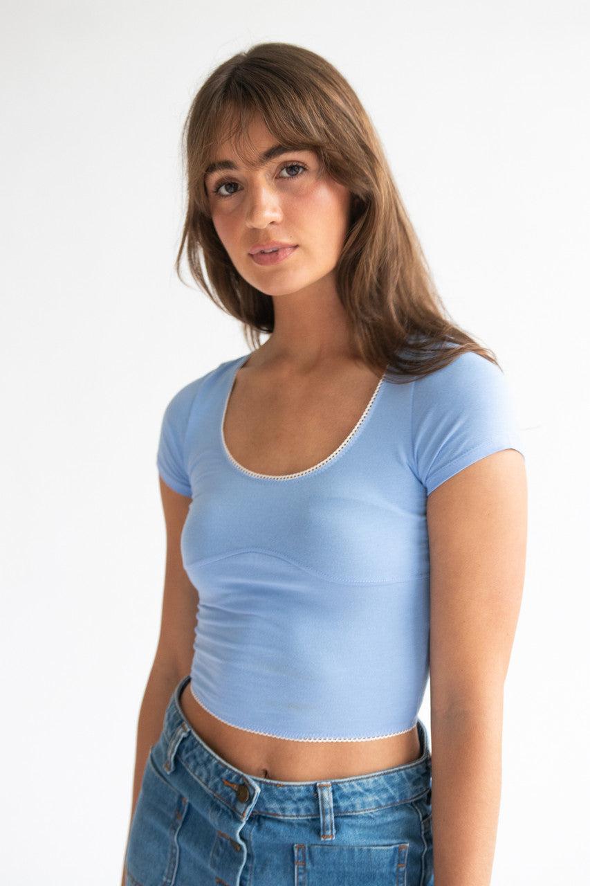 Underbust Seam Lace Trim Tee Product Image
