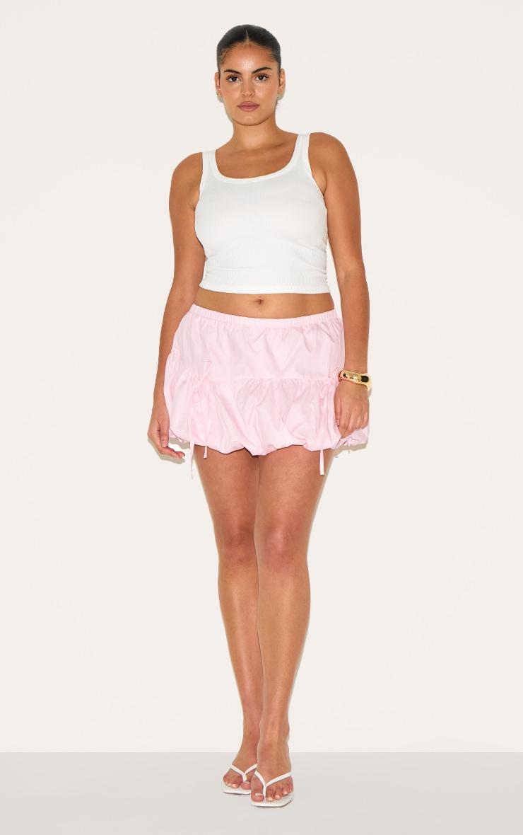 Plus Pale Rose Cotton Bow Detail Puffball Micro Mini Skirt Product Image