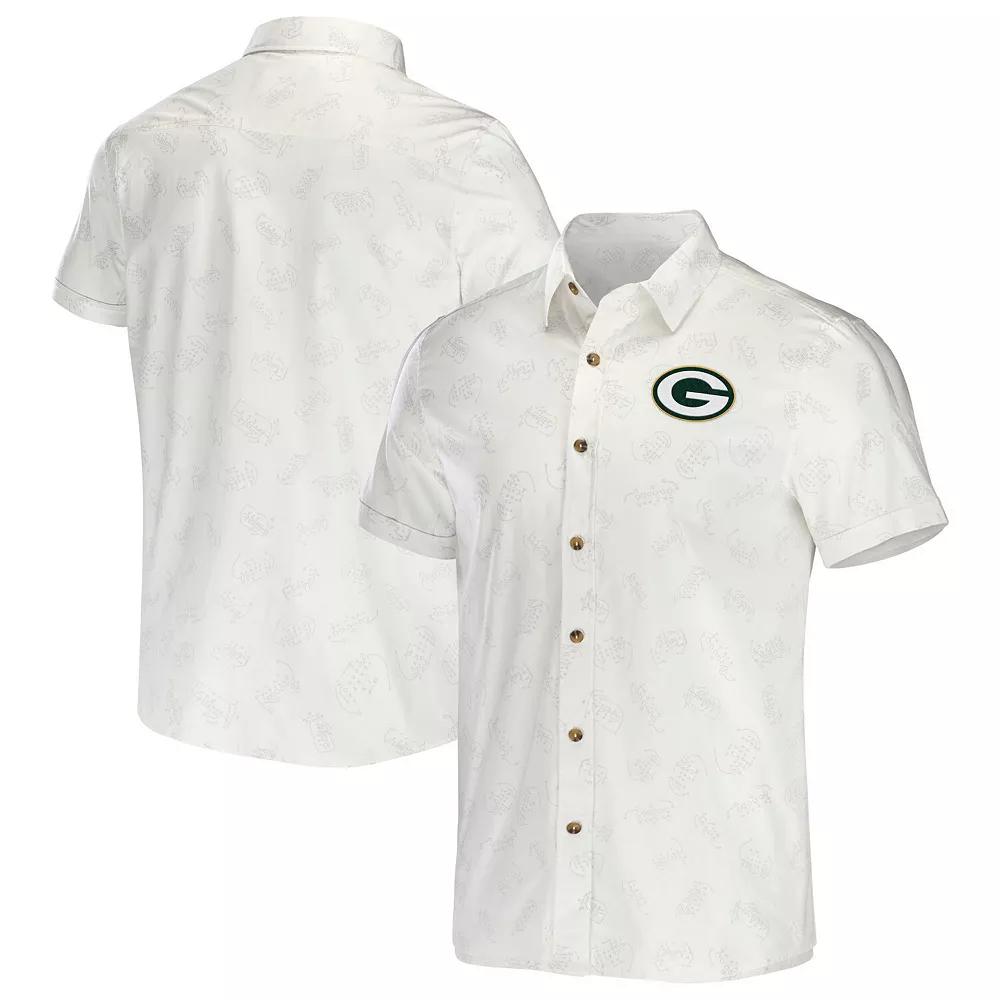 Men's NFL x Darius Rucker Collection by Fanatics White Green Bay Packers Woven Button-Up T-Shirt,  Product Image