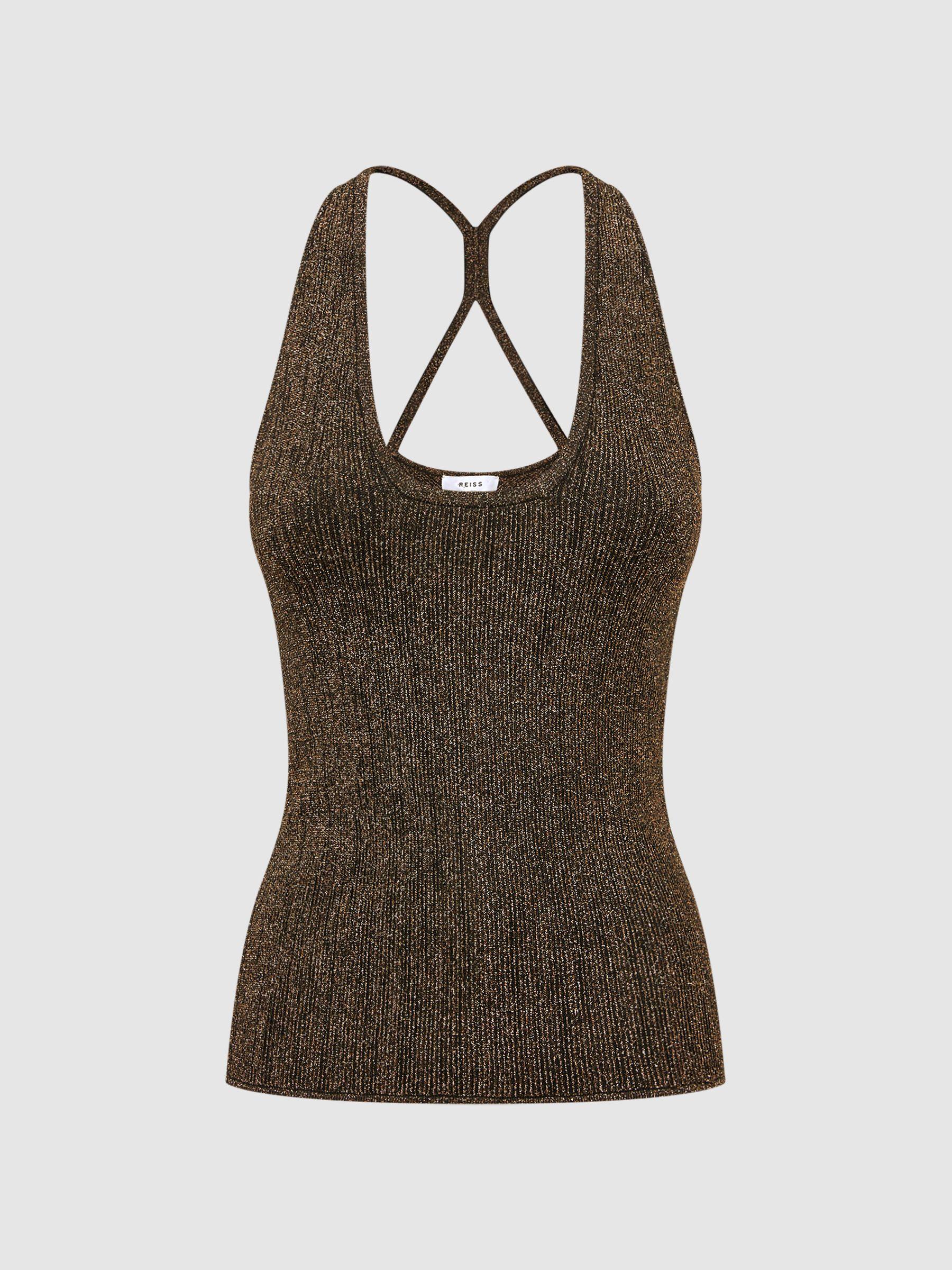 Metallic Racerback Vest in Bronze Product Image