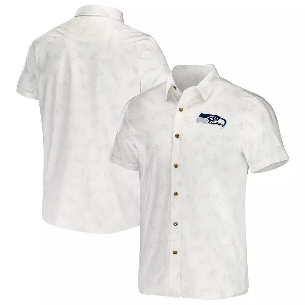 Men's NFL x Darius Rucker Collection by Fanatics White Seattle Seahawks Woven Button-Up T-Shirt,  Product Image