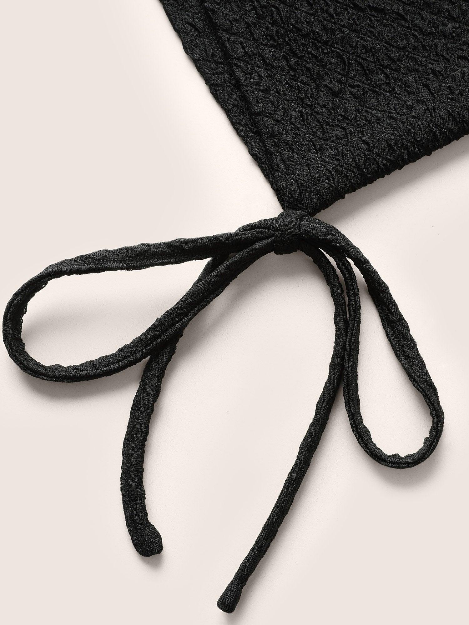 Plisse Tie Knot Elastic Waist High Rise Leggings Female Product Image