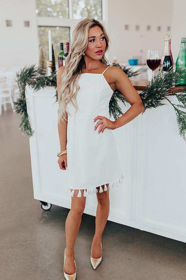 Peak Party Vibes Tassel Mini Dress in White Product Image