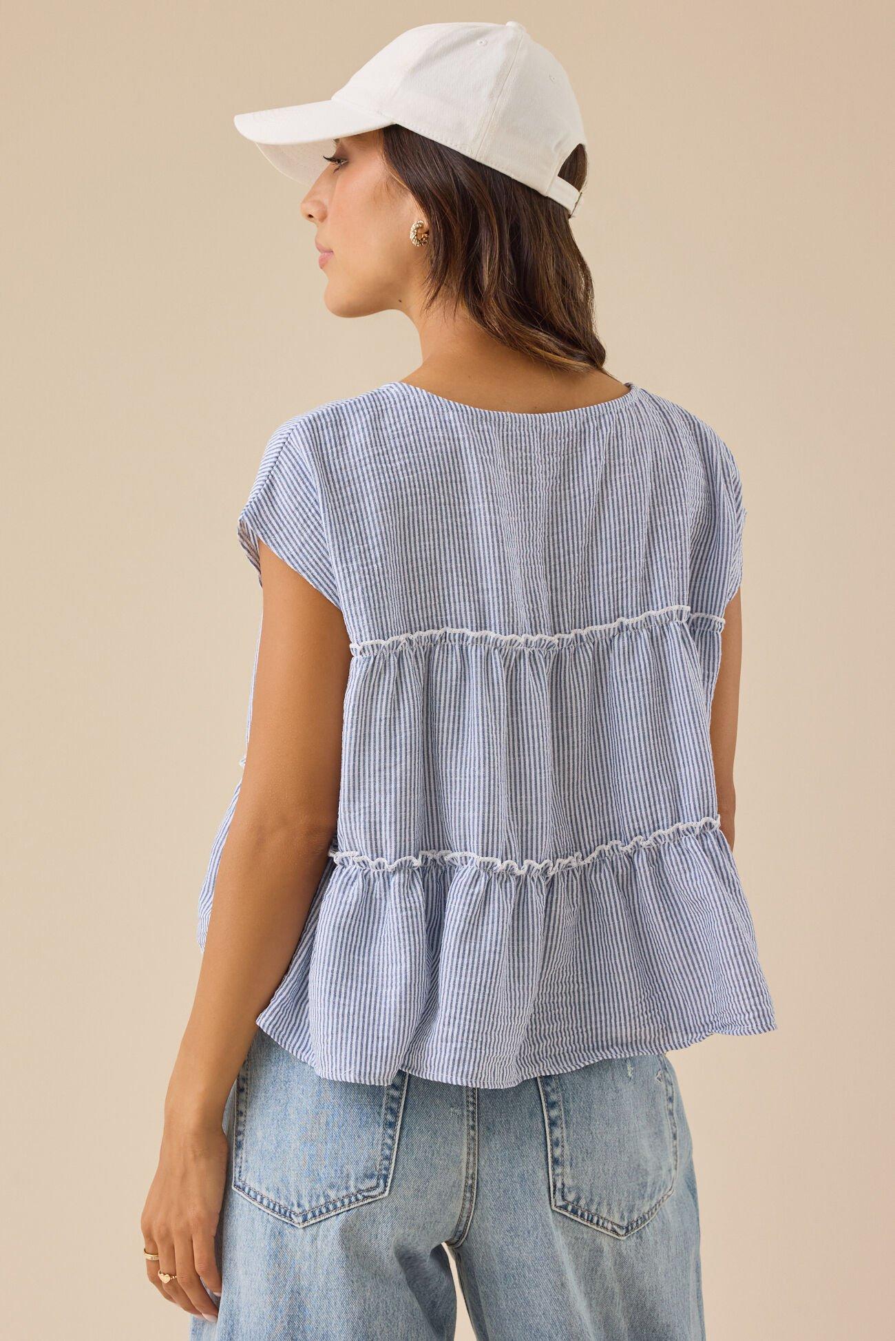 Matalyn Stripe Tiered Babydoll Top Product Image
