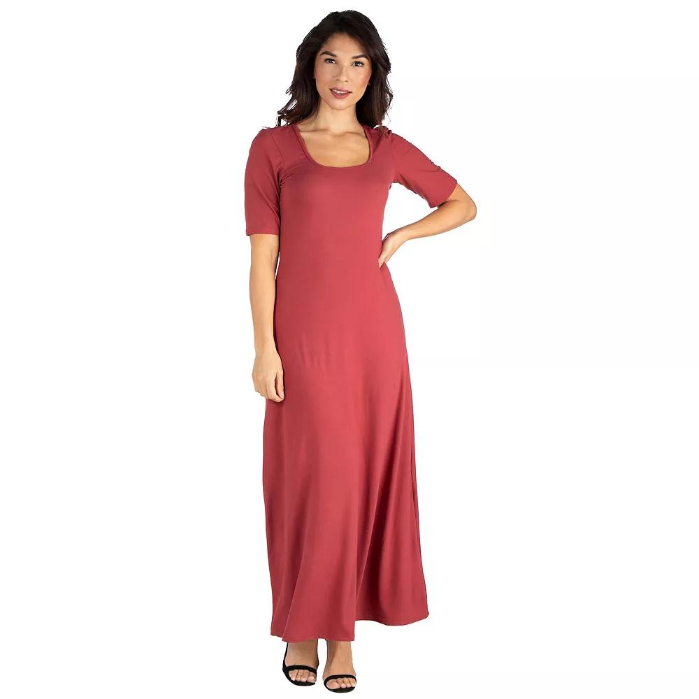 Women's 24seven Comfort Apparel Scoopneck Maxi Dress,  Product Image