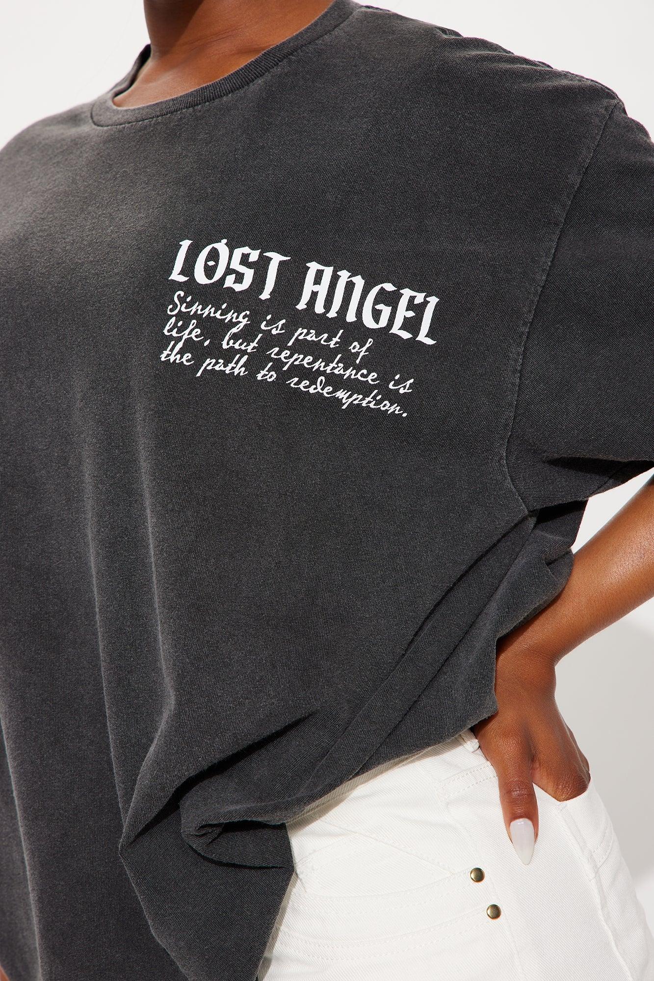 Lost Angel Washed Tee  - Black Wash Female Product Image