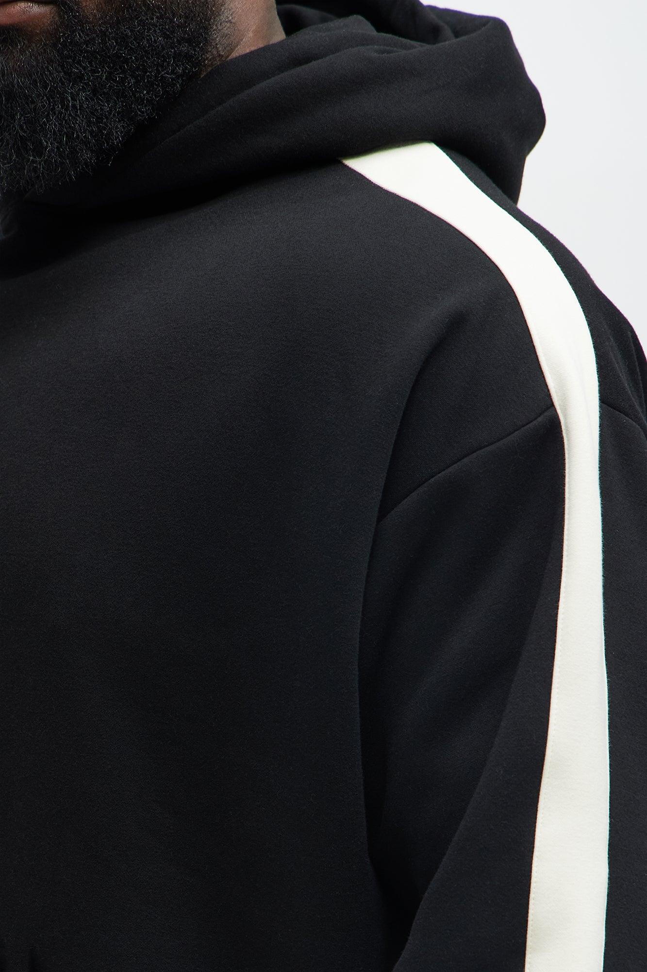 Tyson Heavyweight Oversized Striped Hoodie - Black Product Image