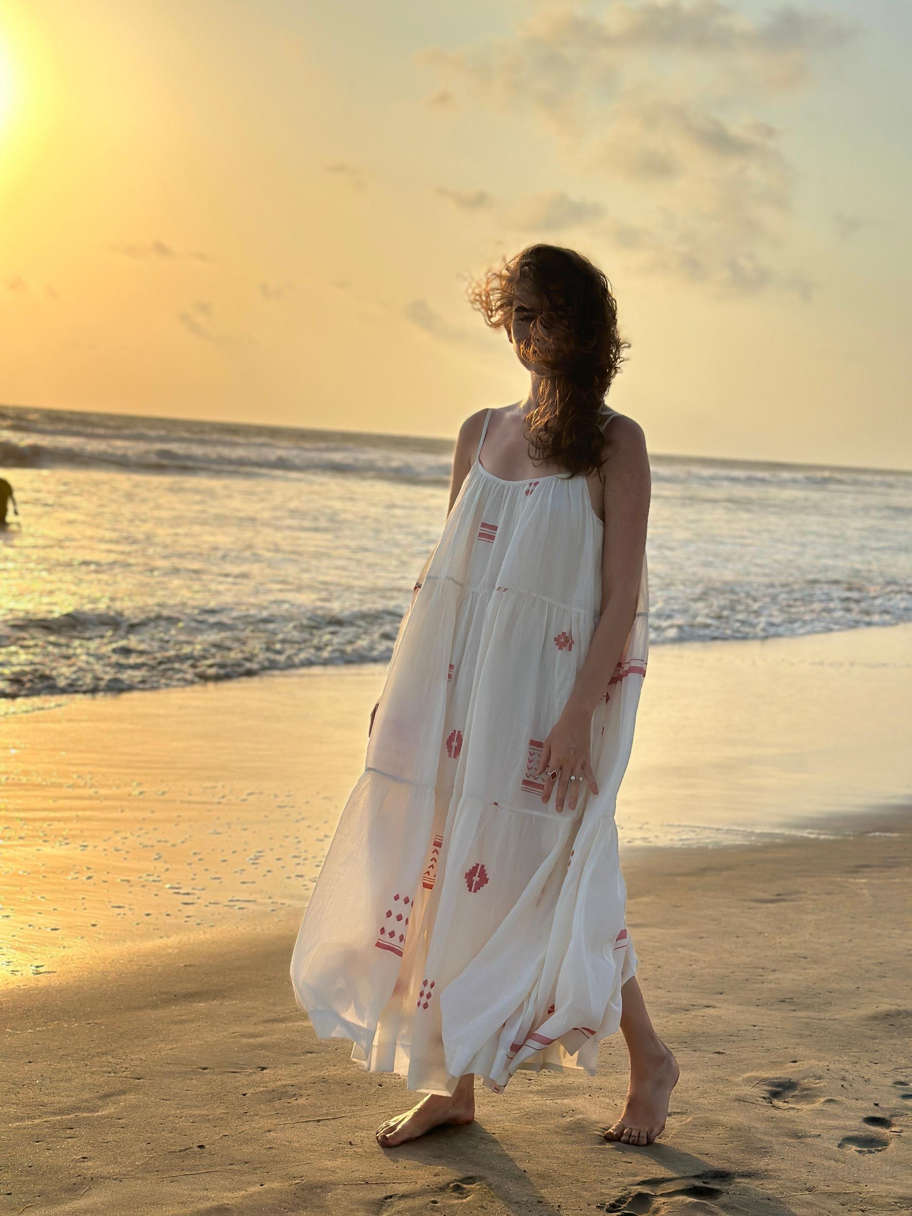 Ruffle Tiered Handwoven Slip Dress Product Image