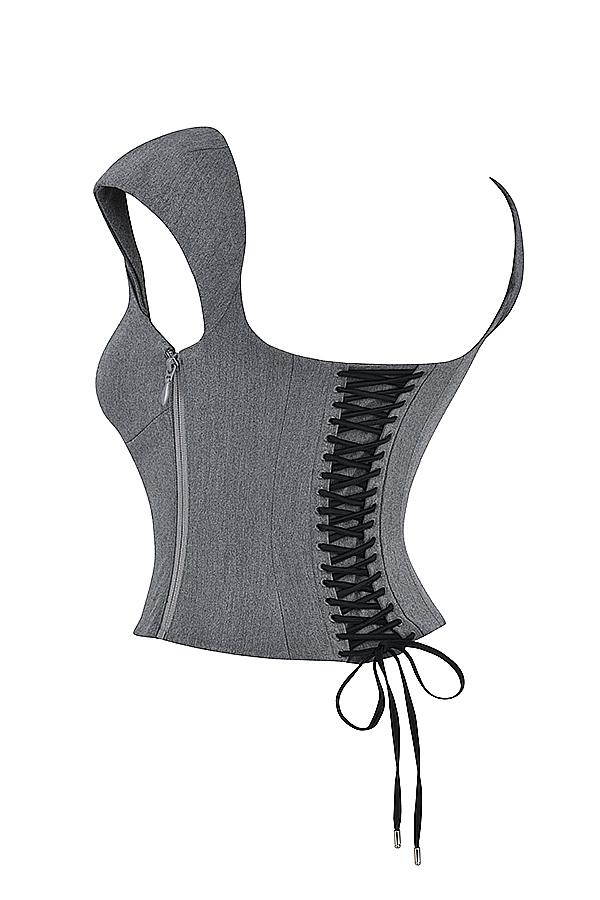 Rowena  grey lace back corset Product Image