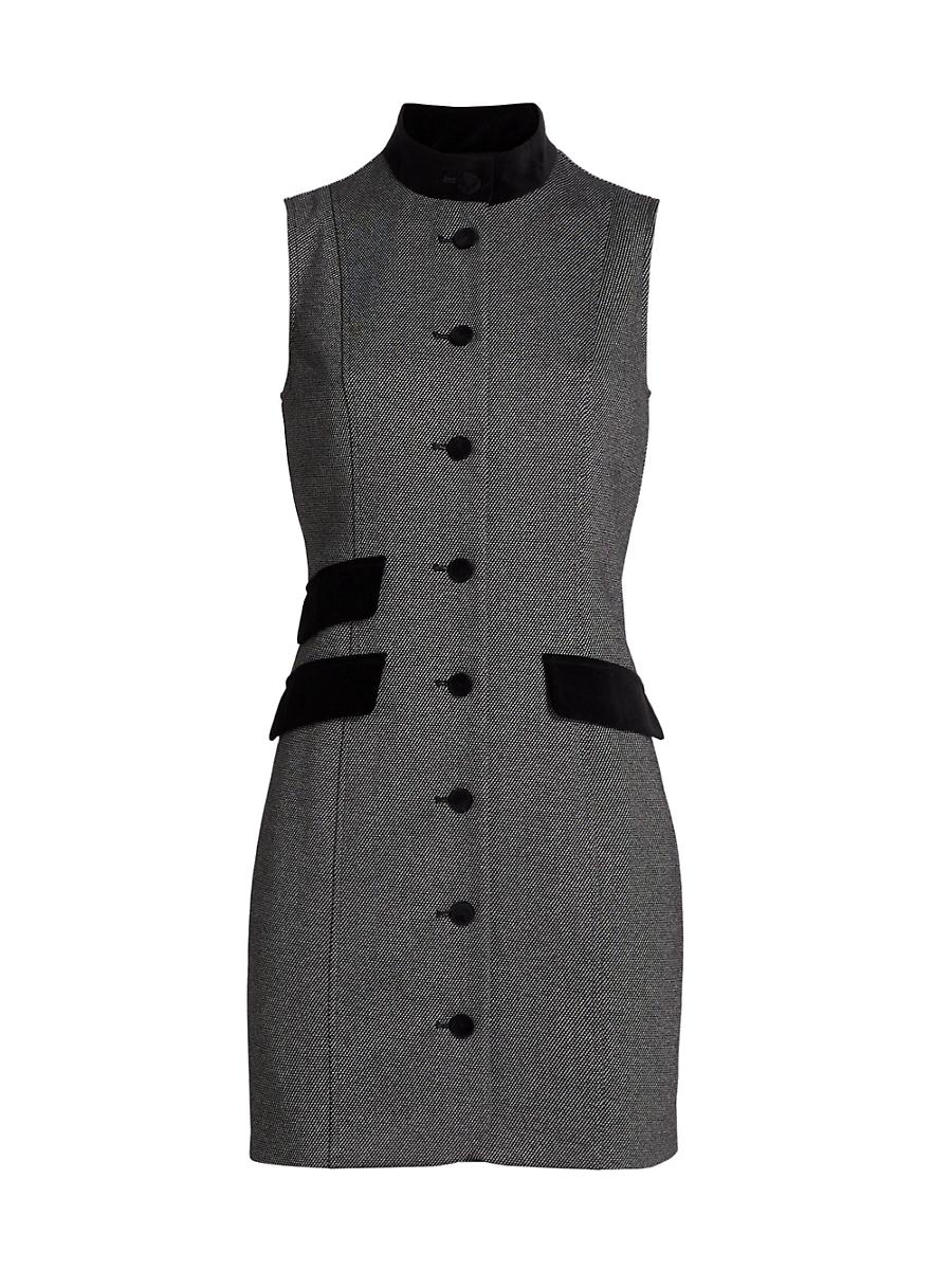 Womens Velvet-Trim Sleeveless Sheath Minidress Product Image