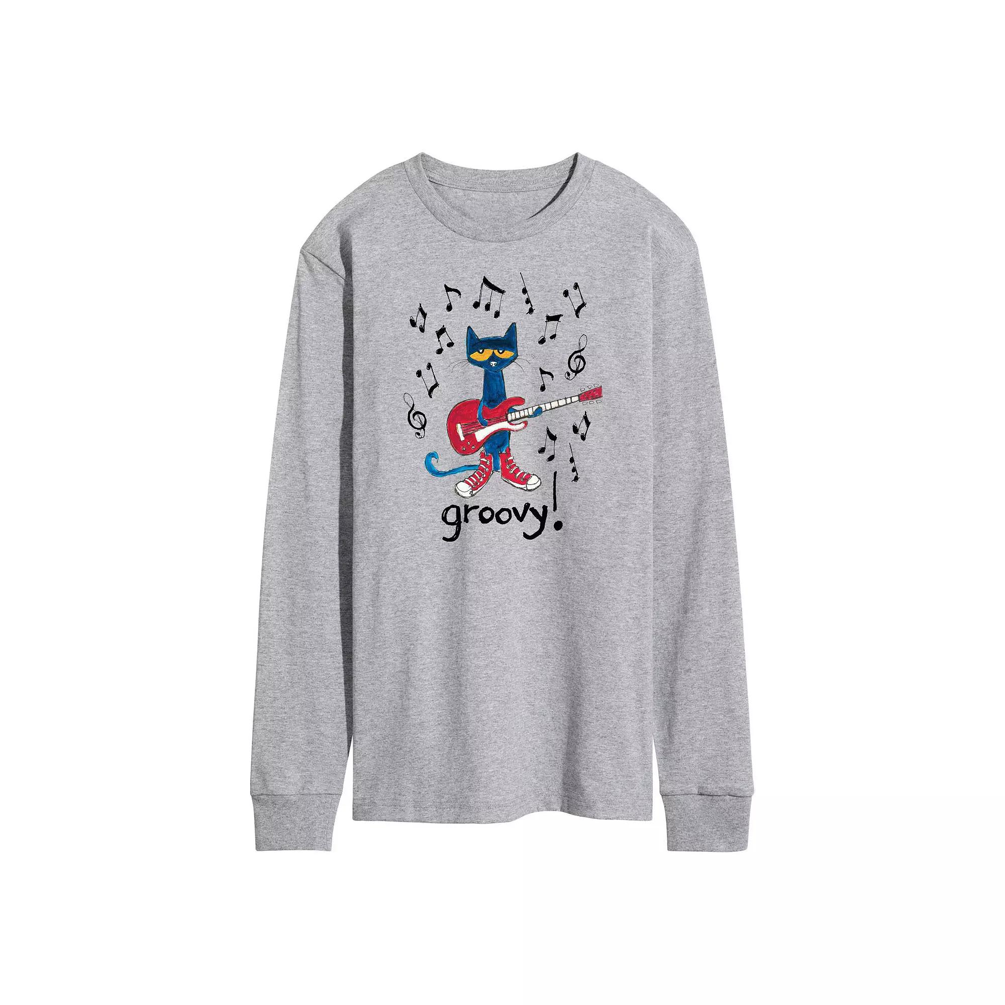 Men's Pete the Cat Guitar Groovy Long Sleeve Graphic Tee,  Product Image