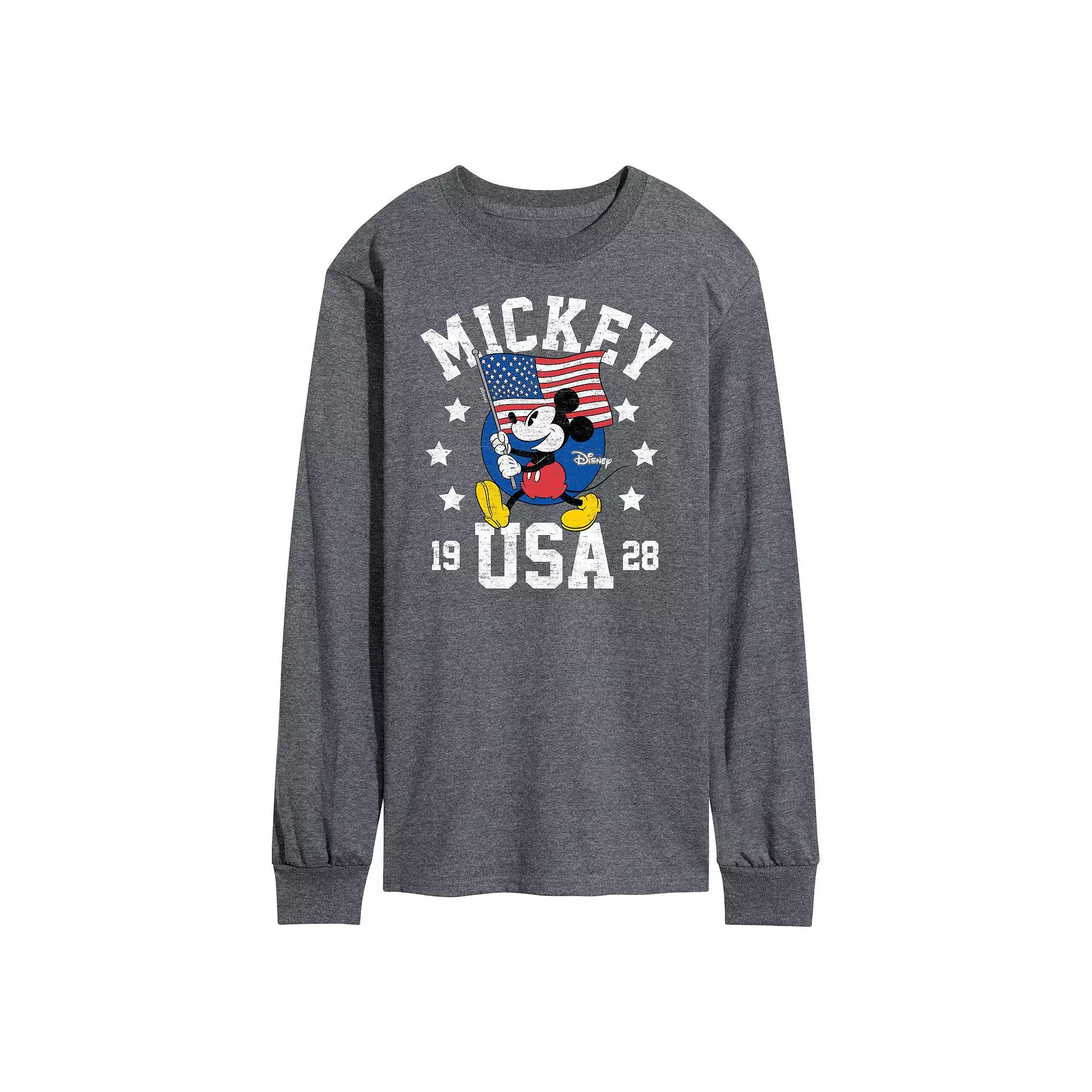 Disney's Mickey Mouse Men's Waving Flag USA Long Sleeve,  Product Image