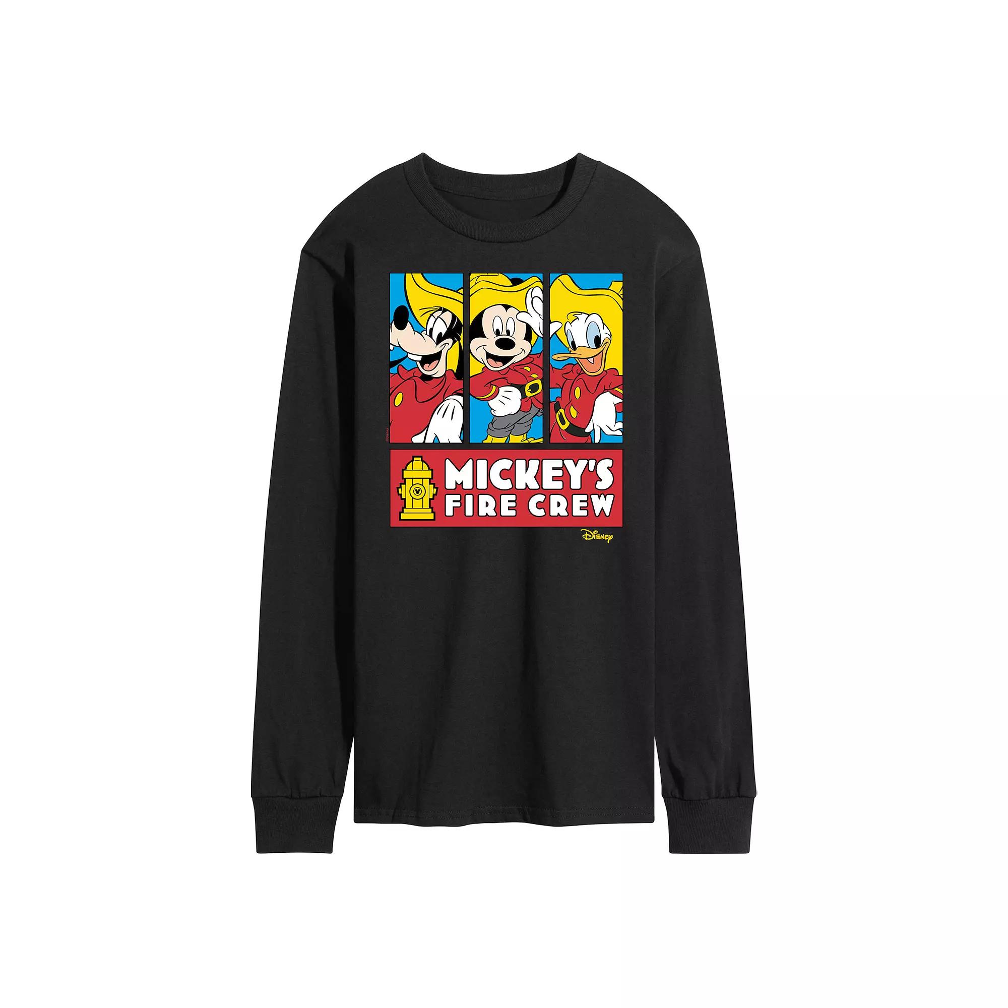 Disney's Mickey Mouse & Friends Men's Fire Crew Long Sleeve Graphic Tee,  Product Image