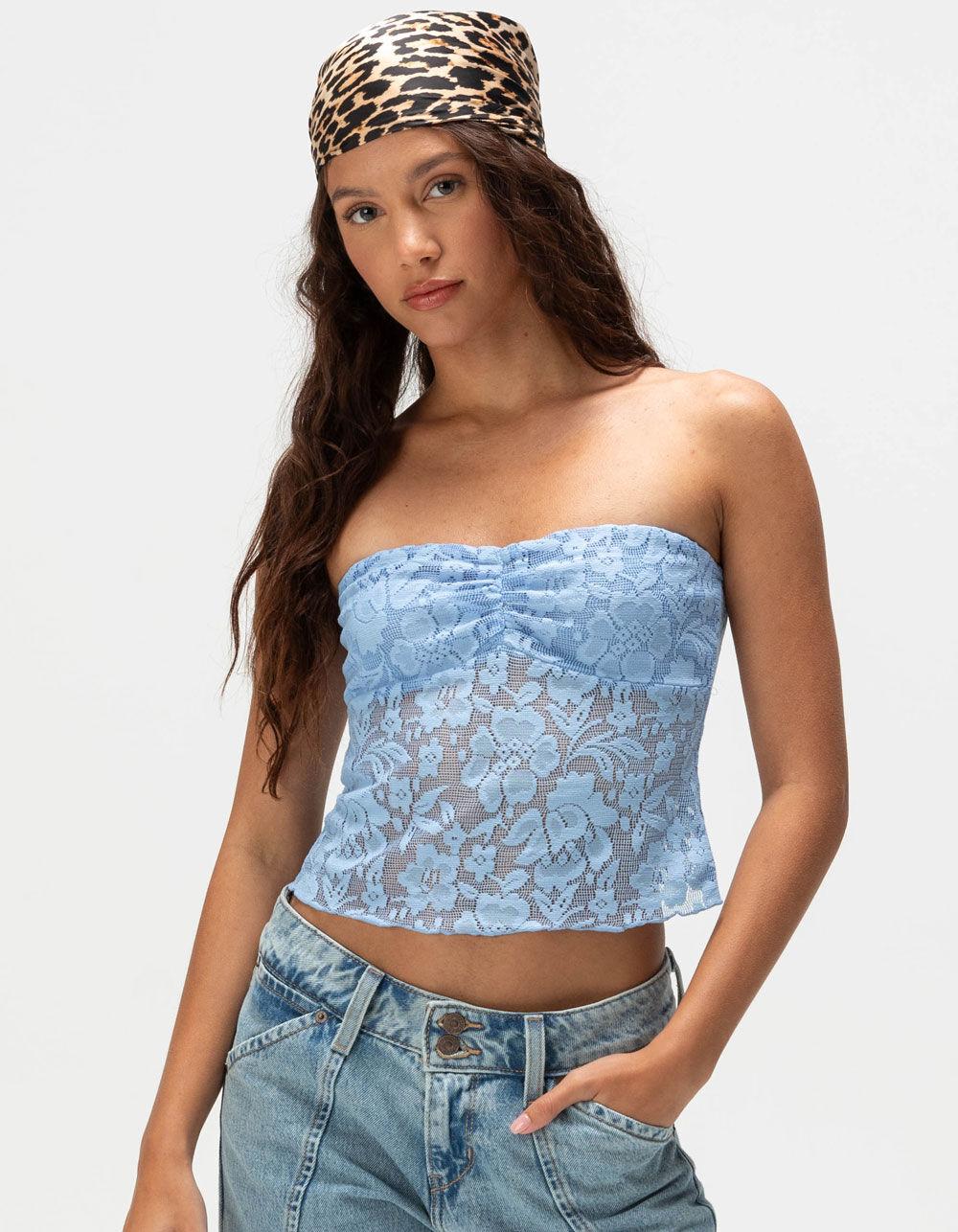 RSQ Womens Lace Tube Top - LIGHT BLUE Product Image