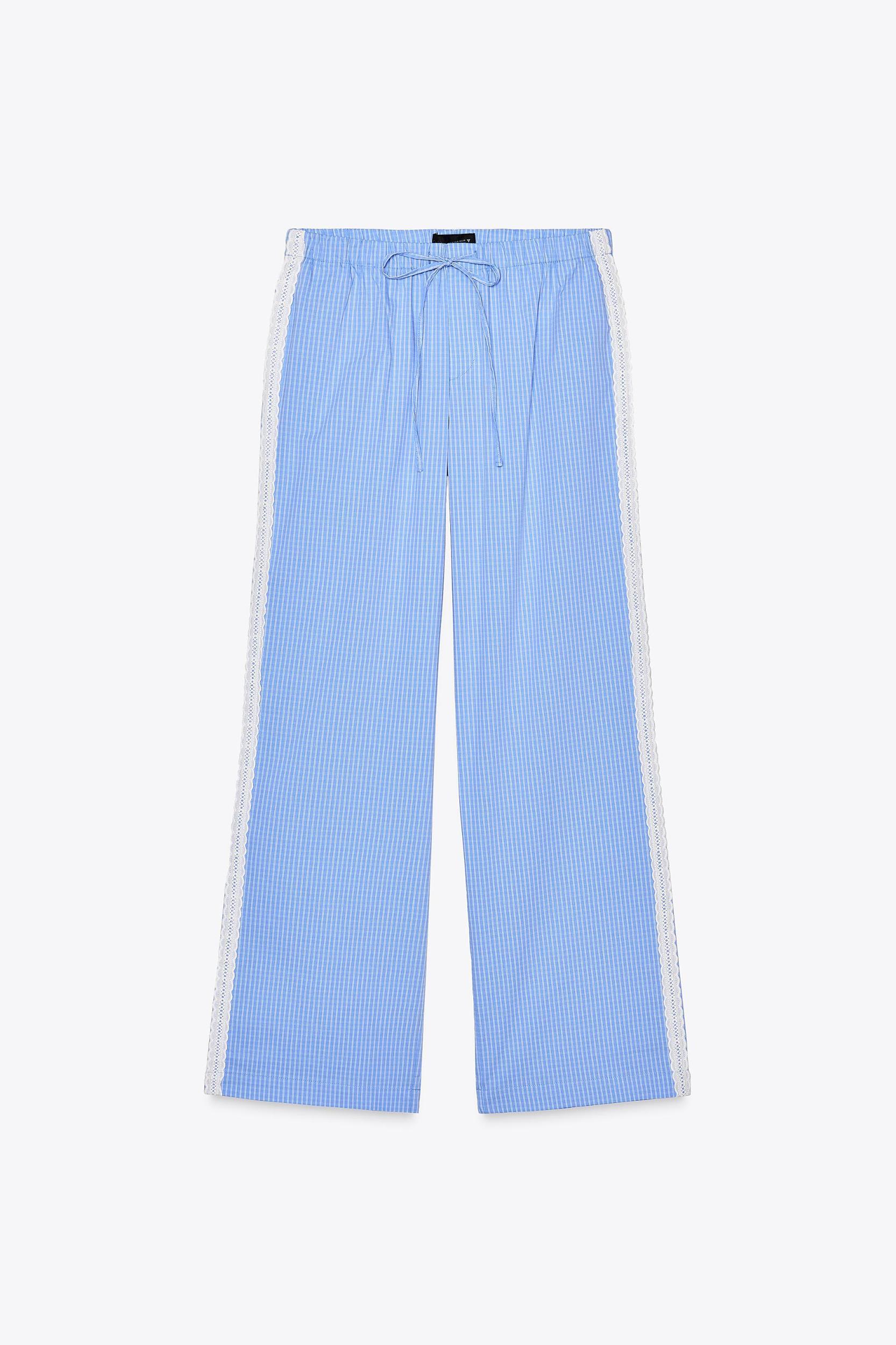 LACE PLAID PAJAMA PANTS Product Image