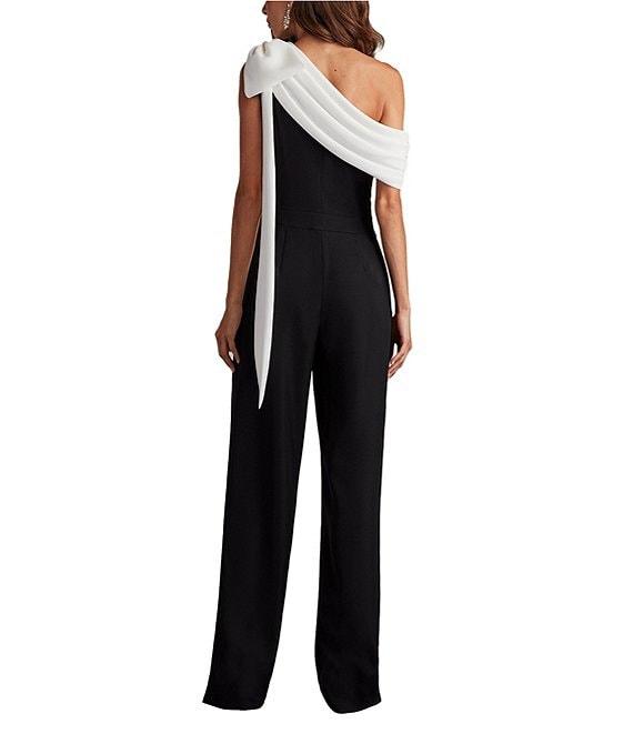 Tadashi Shoji One Shoulder Bow Detail Crepe Jumpsuit Product Image