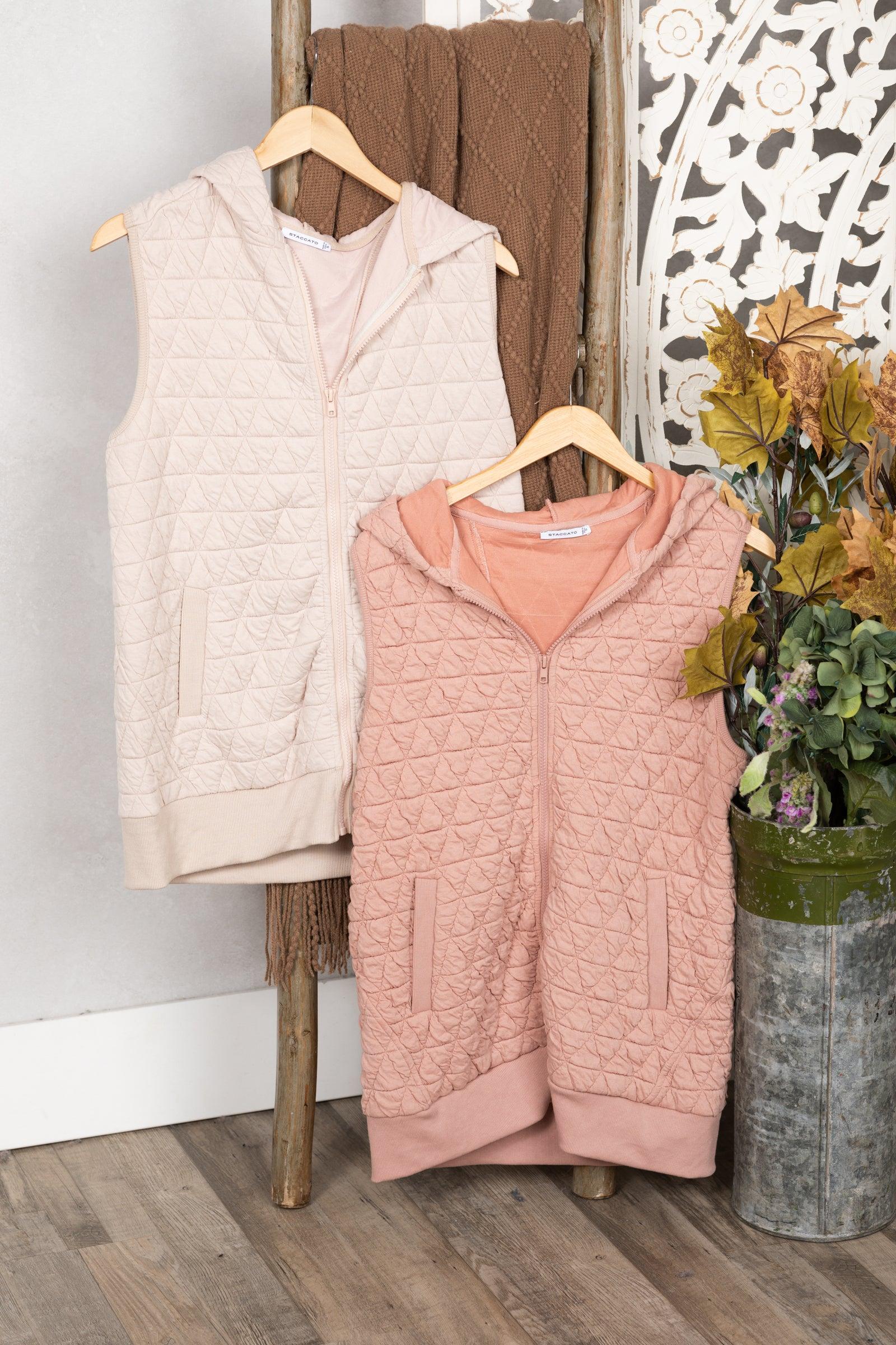 Zip-Up Quilted Textured Knit Vest Product Image