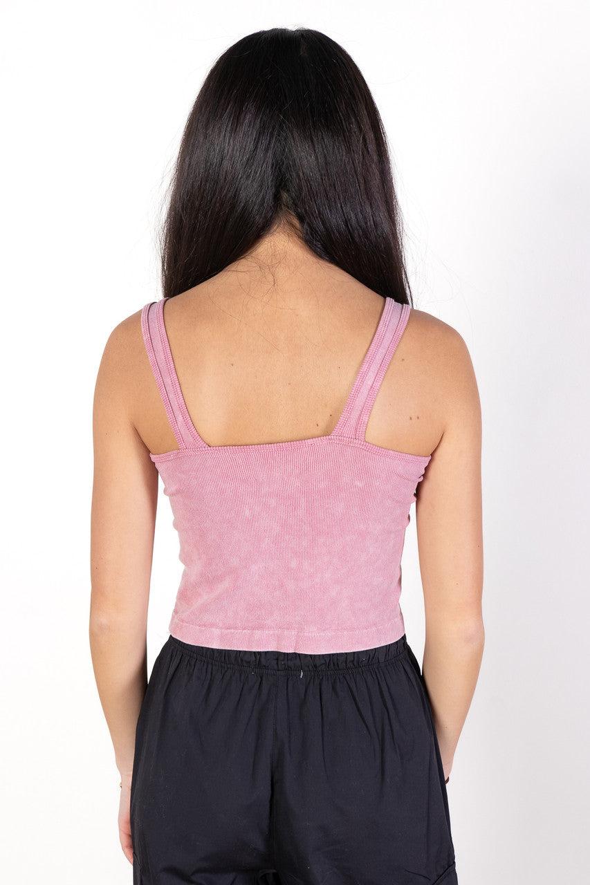 Sky Blue Ribbed Deep V Top Product Image