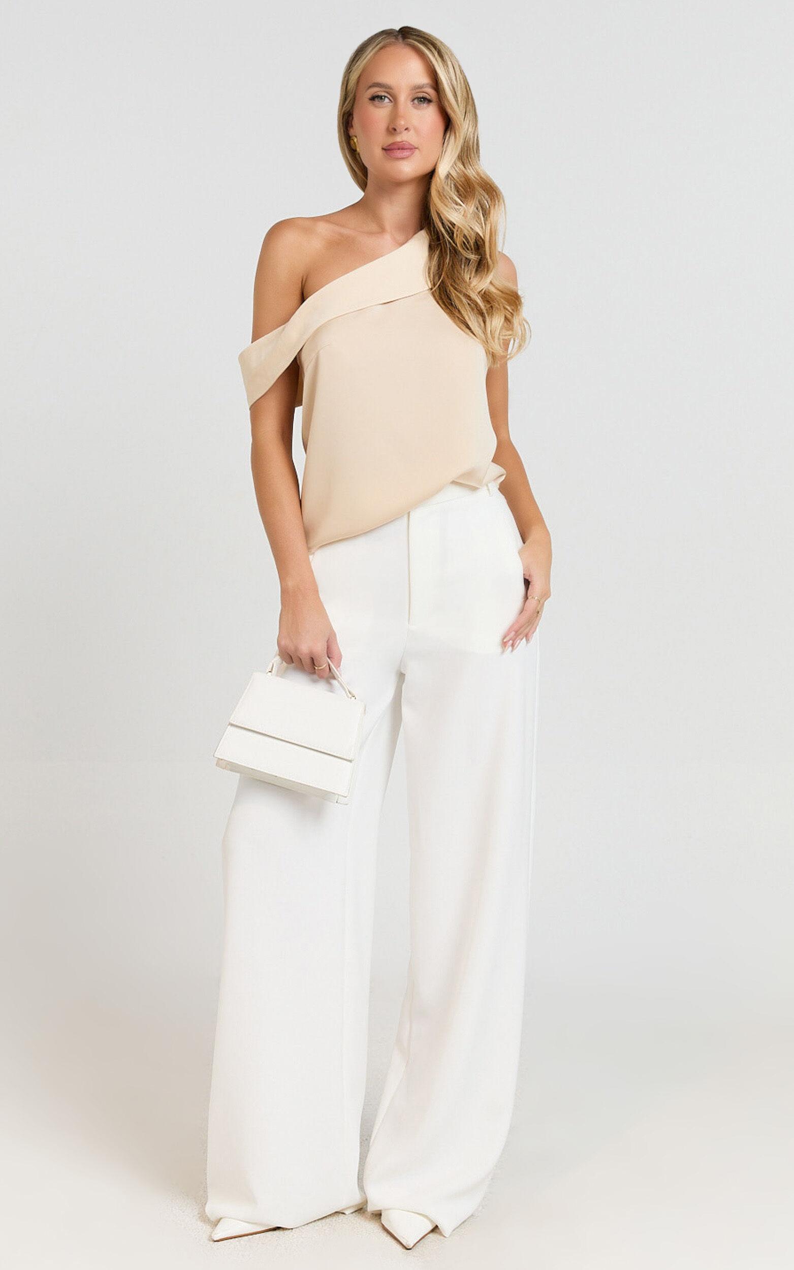 Indah Top - Draped Off Shoulder Top in Ivory Product Image