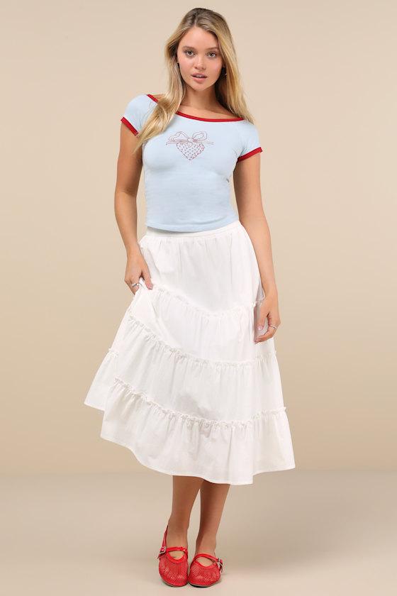 Bitha Light Blue Strawberry Graphic Tee Product Image