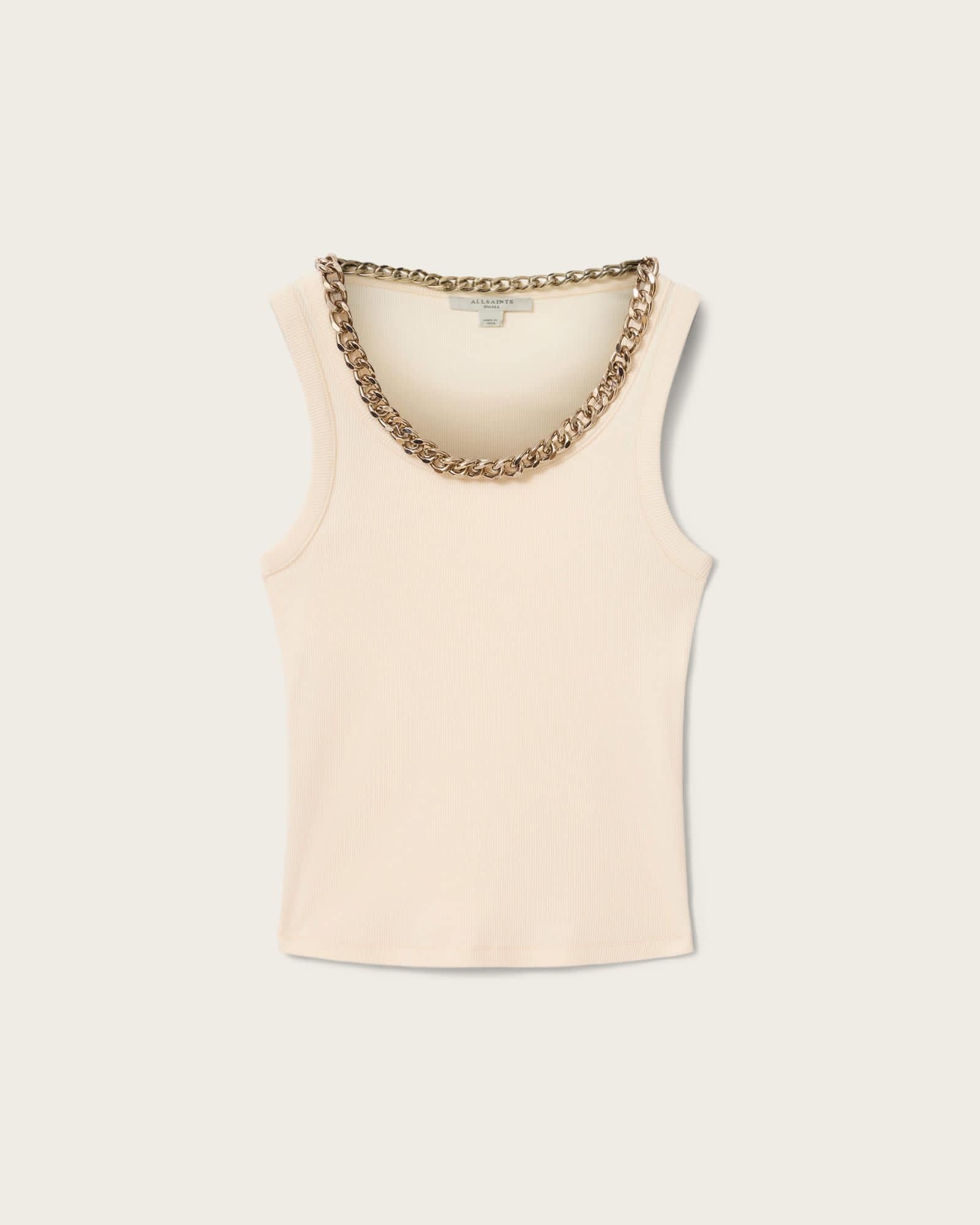 Lucy Sleeveless Slim Fit Ribbed Tank Top MALLOW WHITE | ALLSAINTS US Product Image