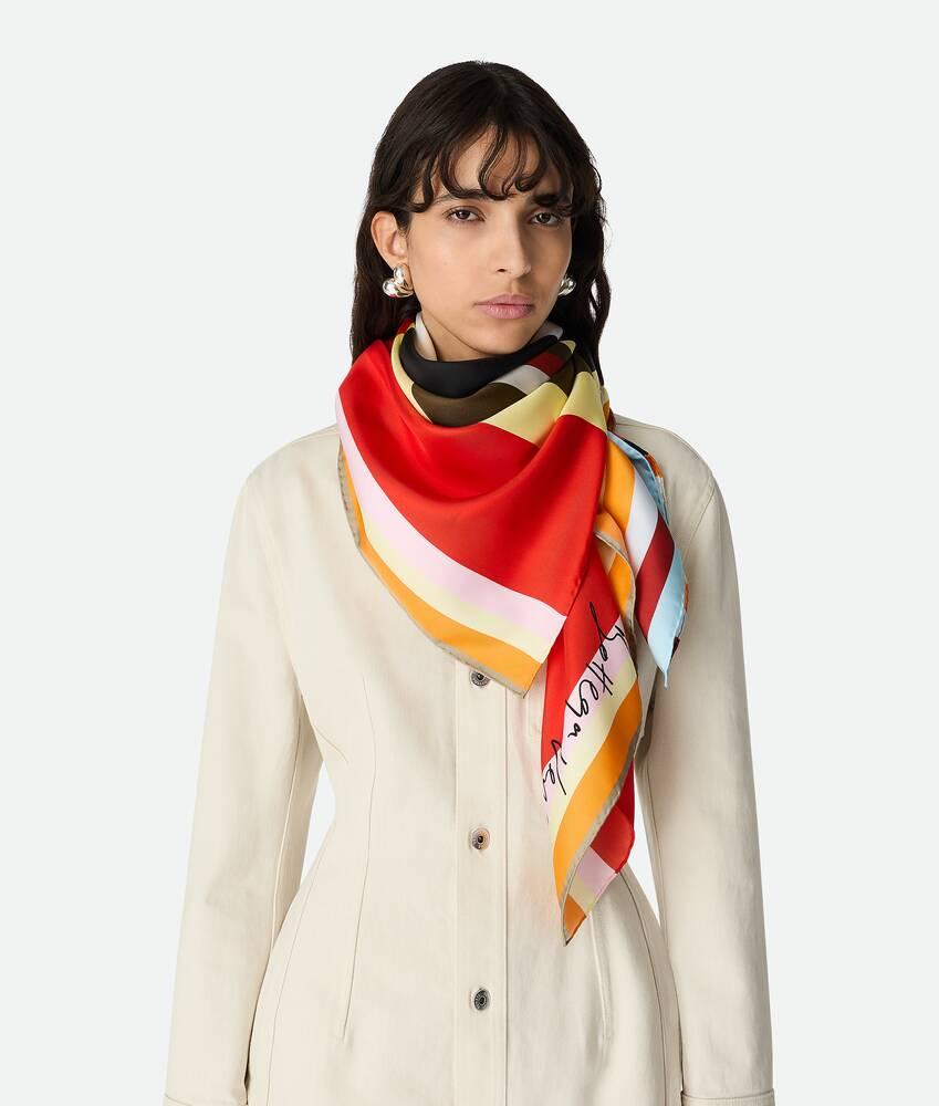 Women's Silk Twill Striped Foulard in Multicolor Product Image