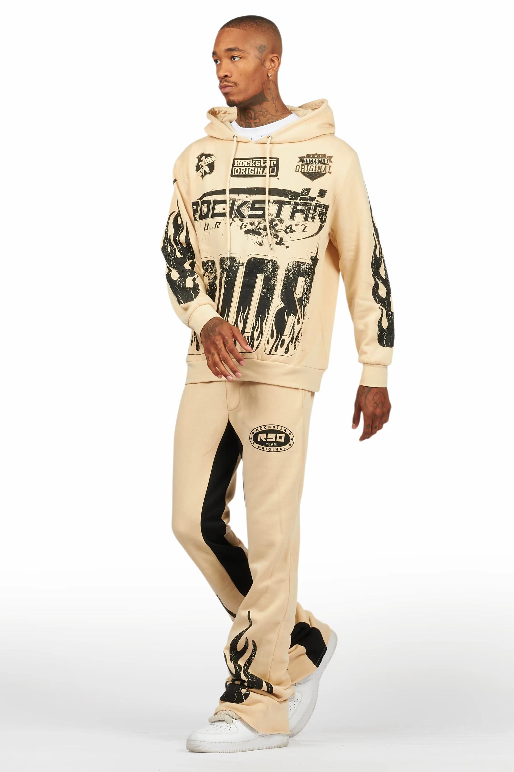 Amos Beige Hoodie/Baggy Track Pant Set Male Product Image