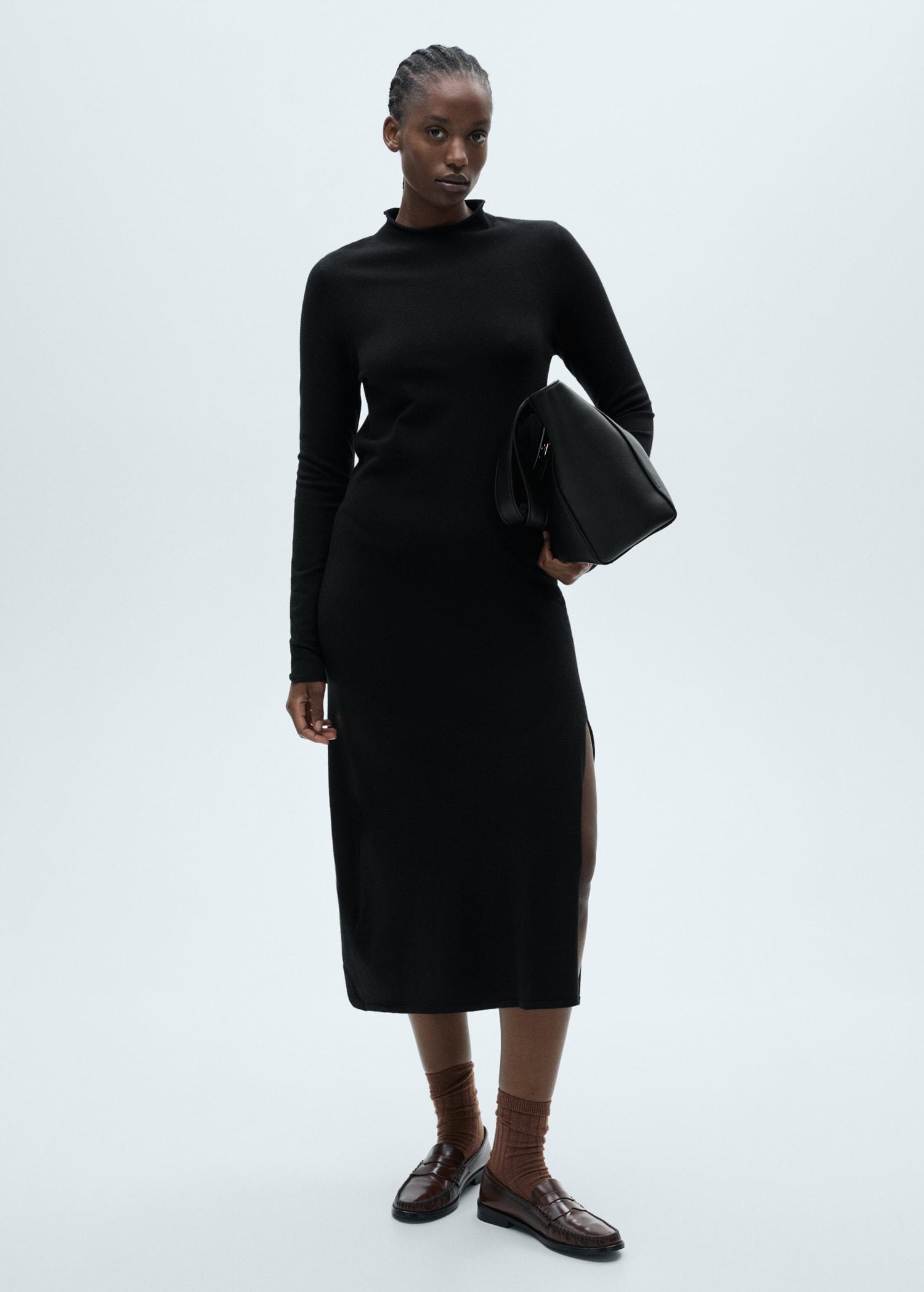 Side slit knit dress - Women | MANGO USA Product Image